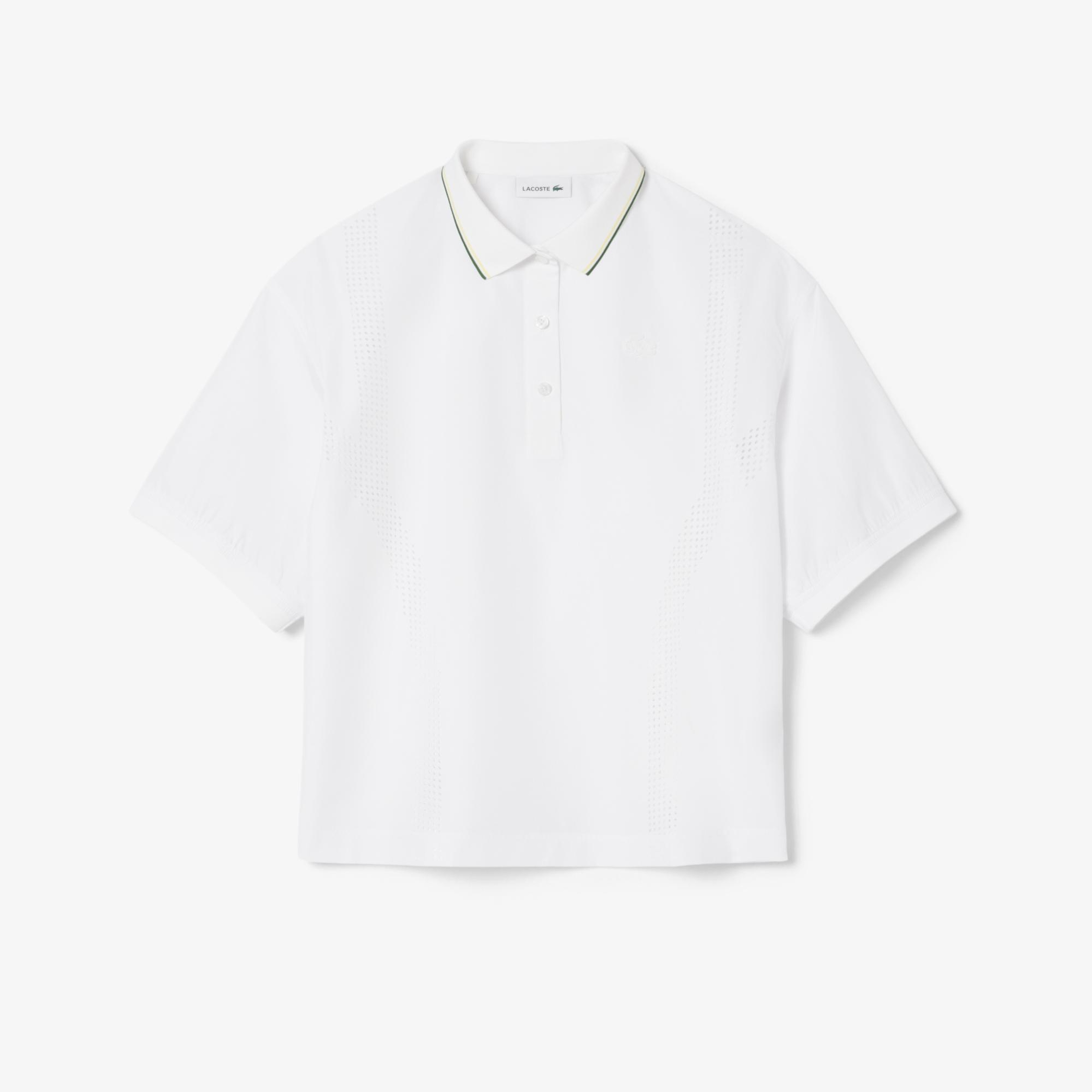 Lacoste Kadın Oversize Fit Kısa Kollu Beyaz Polo