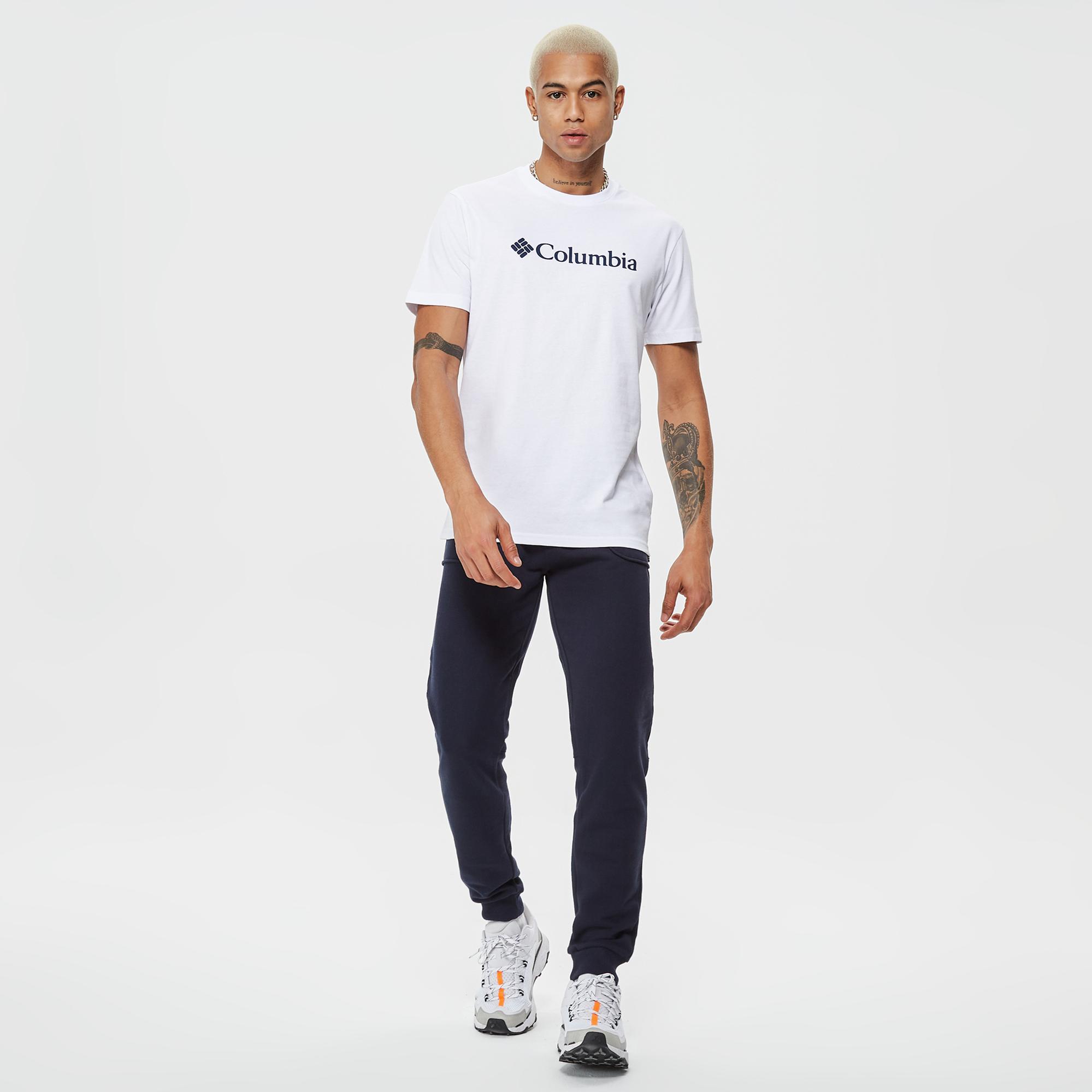 Columbia Basic Big Logo Brushed Erkek Beyaz T-Shirt