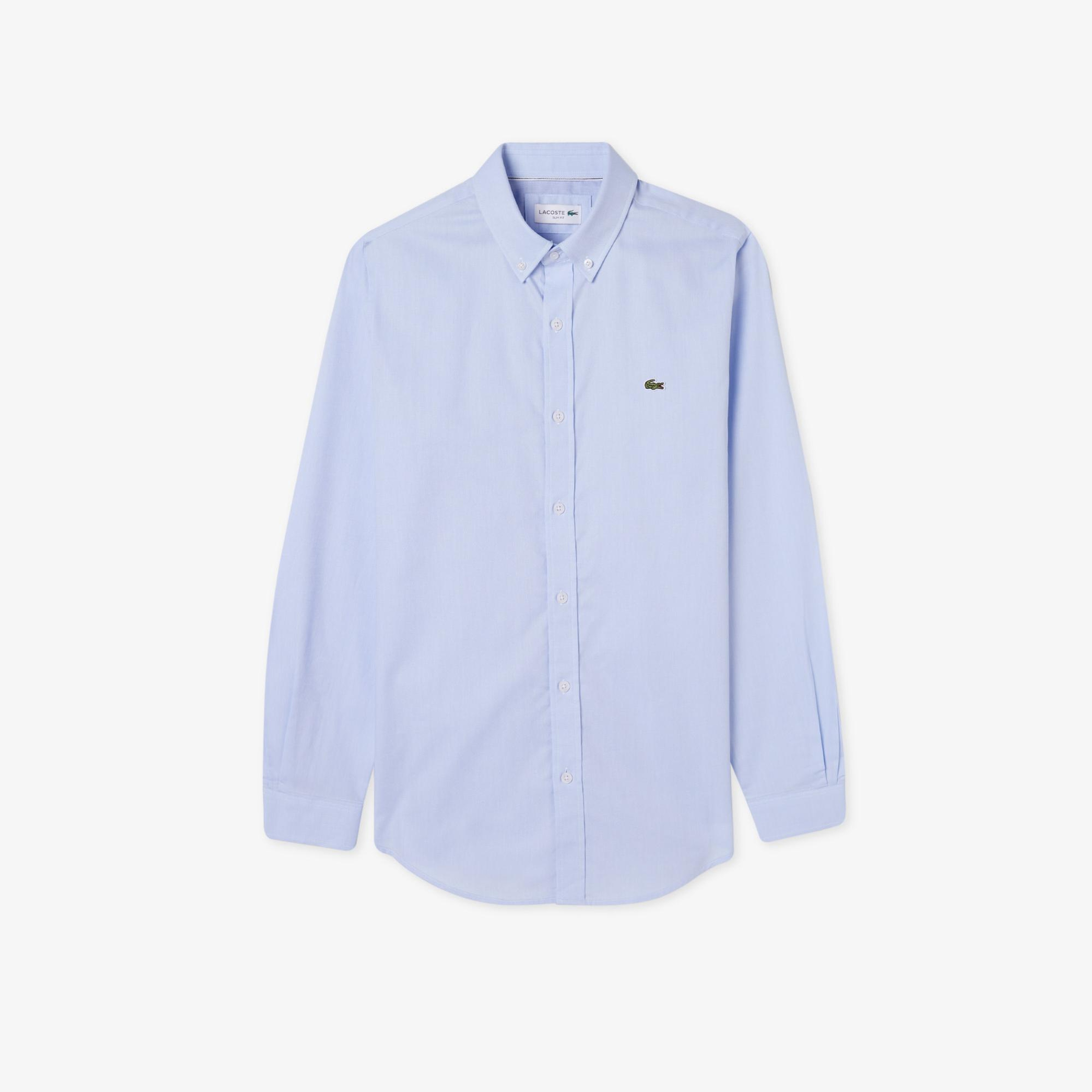 Lacoste Erkek Slim Fit Düğmeli Yaka Açık Mavi Gömlek