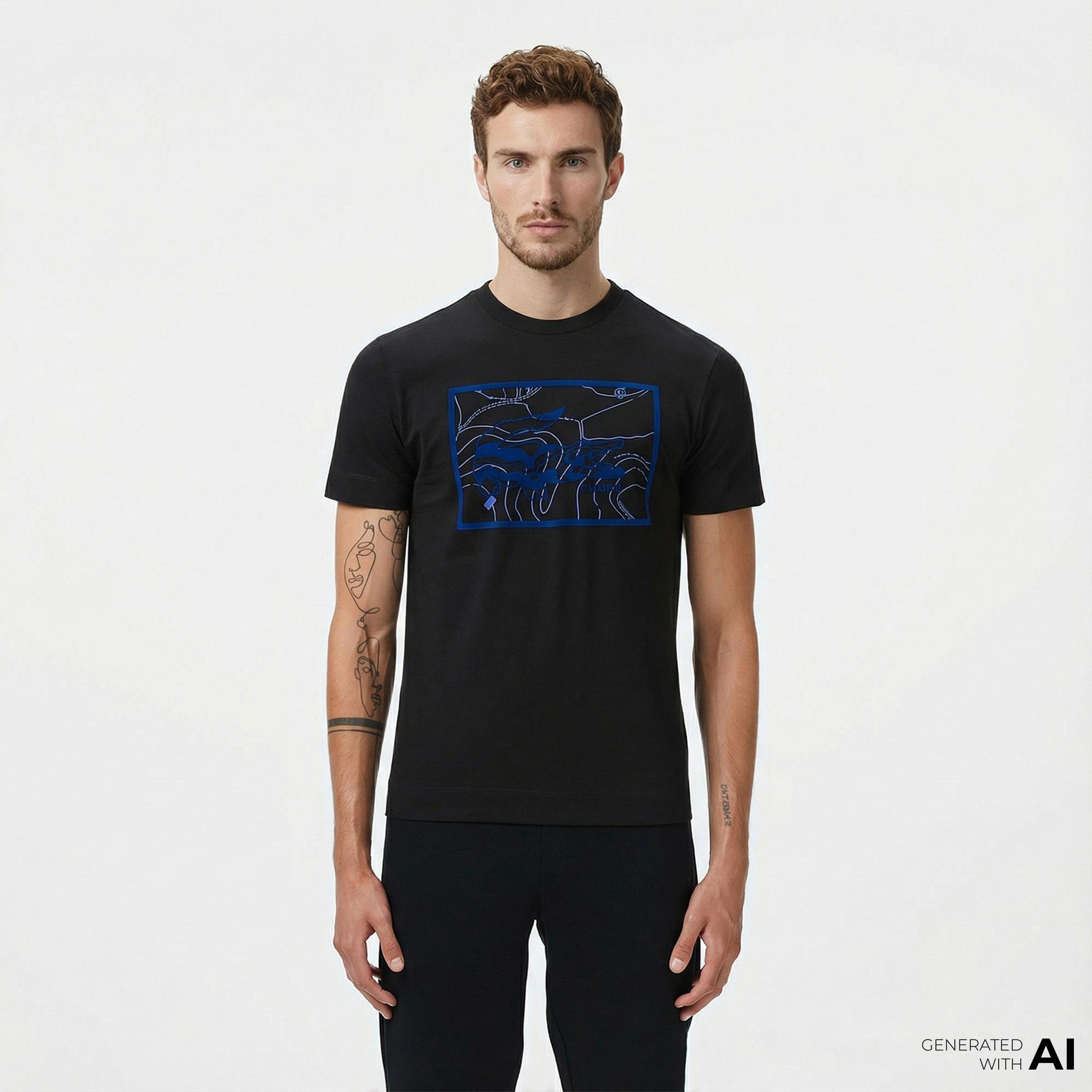 Lacoste Erkek Regular Fit Bisiklet Yaka Baskılı Siyah T-Shirt