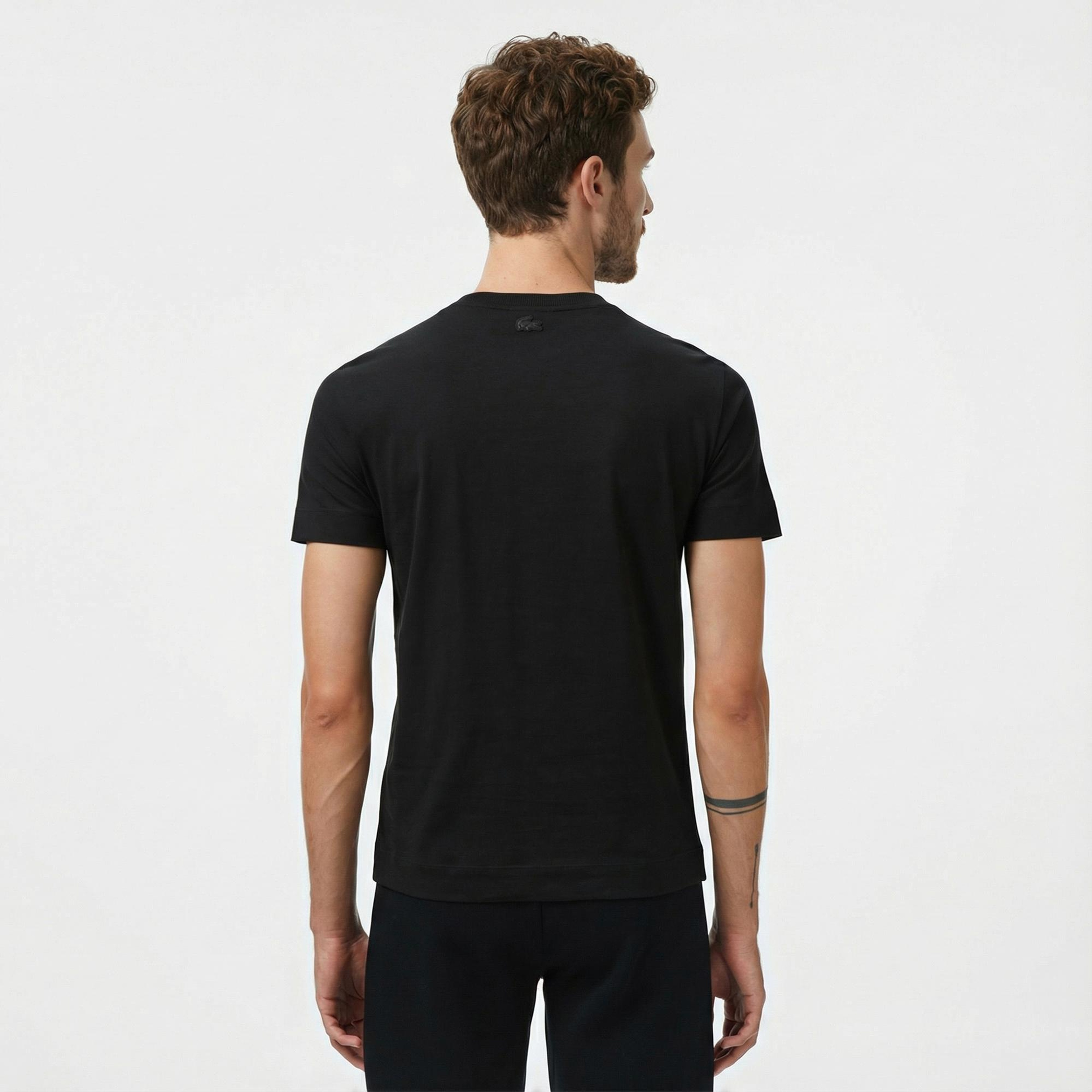 Lacoste Erkek Regular Fit Bisiklet Yaka Baskılı Siyah T-Shirt