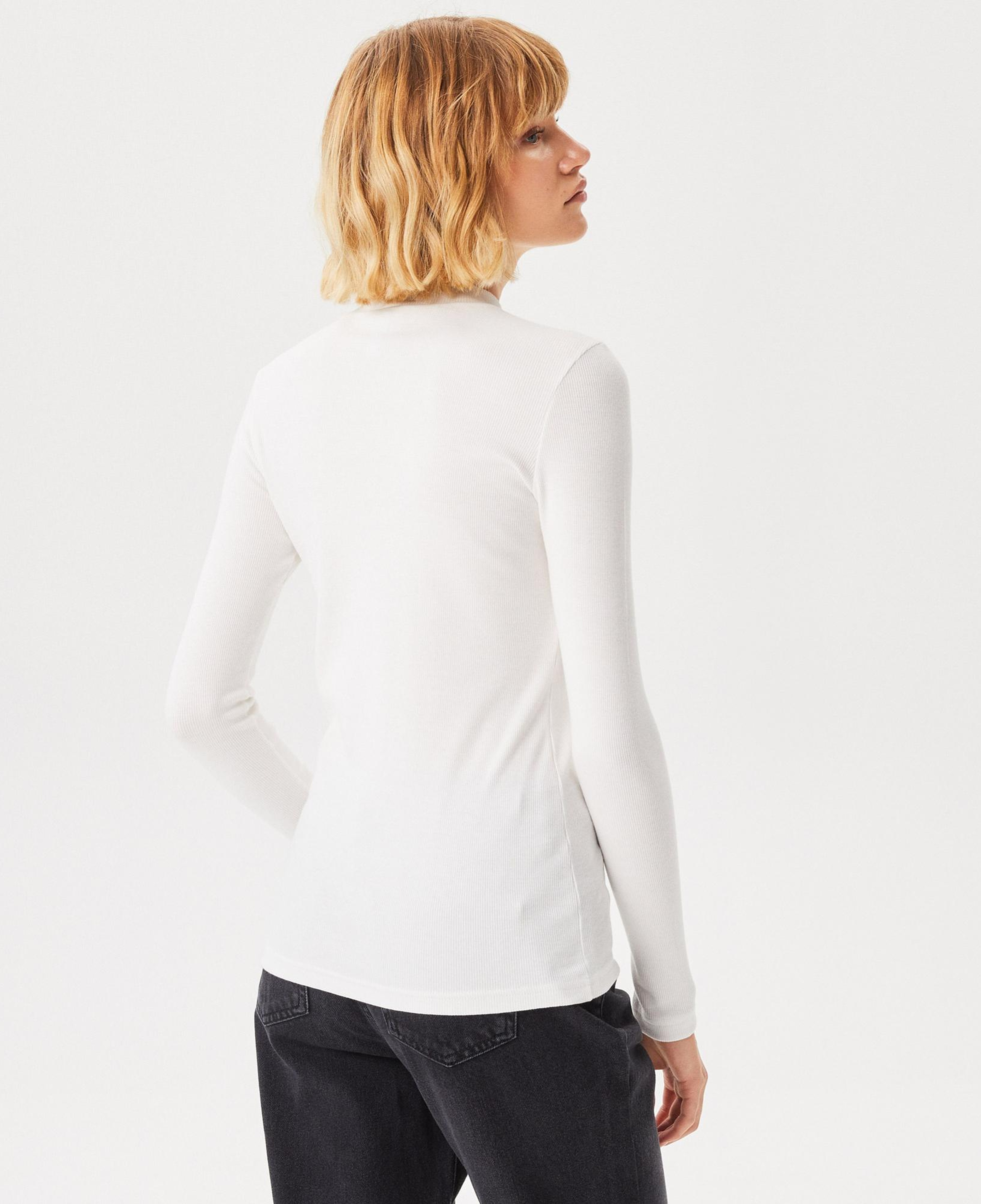 Lacoste Kadın Slim Fit Uzun Kollu Bisiklet Yaka Beyaz T-Shirt