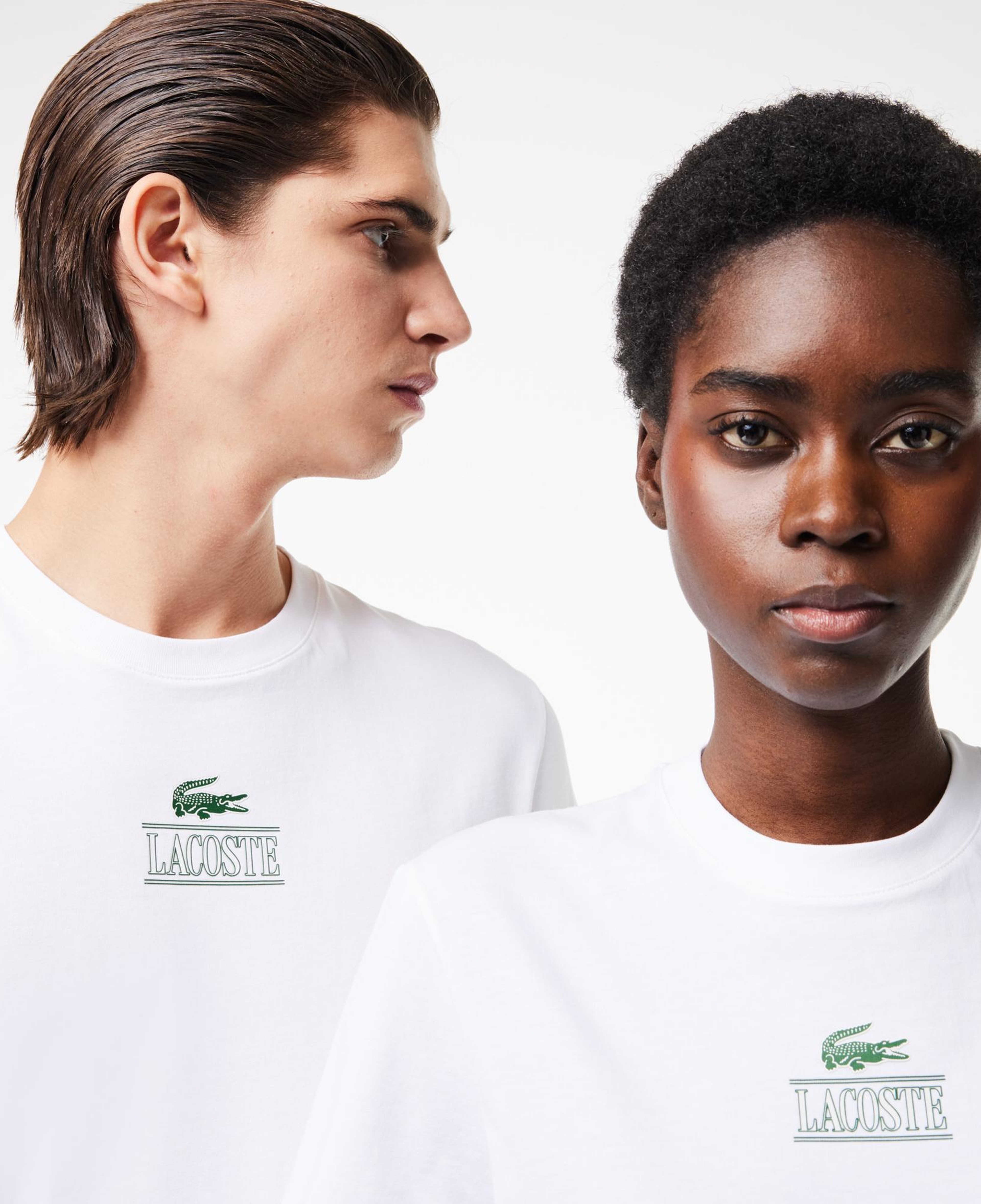 Lacoste Unisex Regular Fit Bisiklet Yaka Baskılı Beyaz T-Shirt