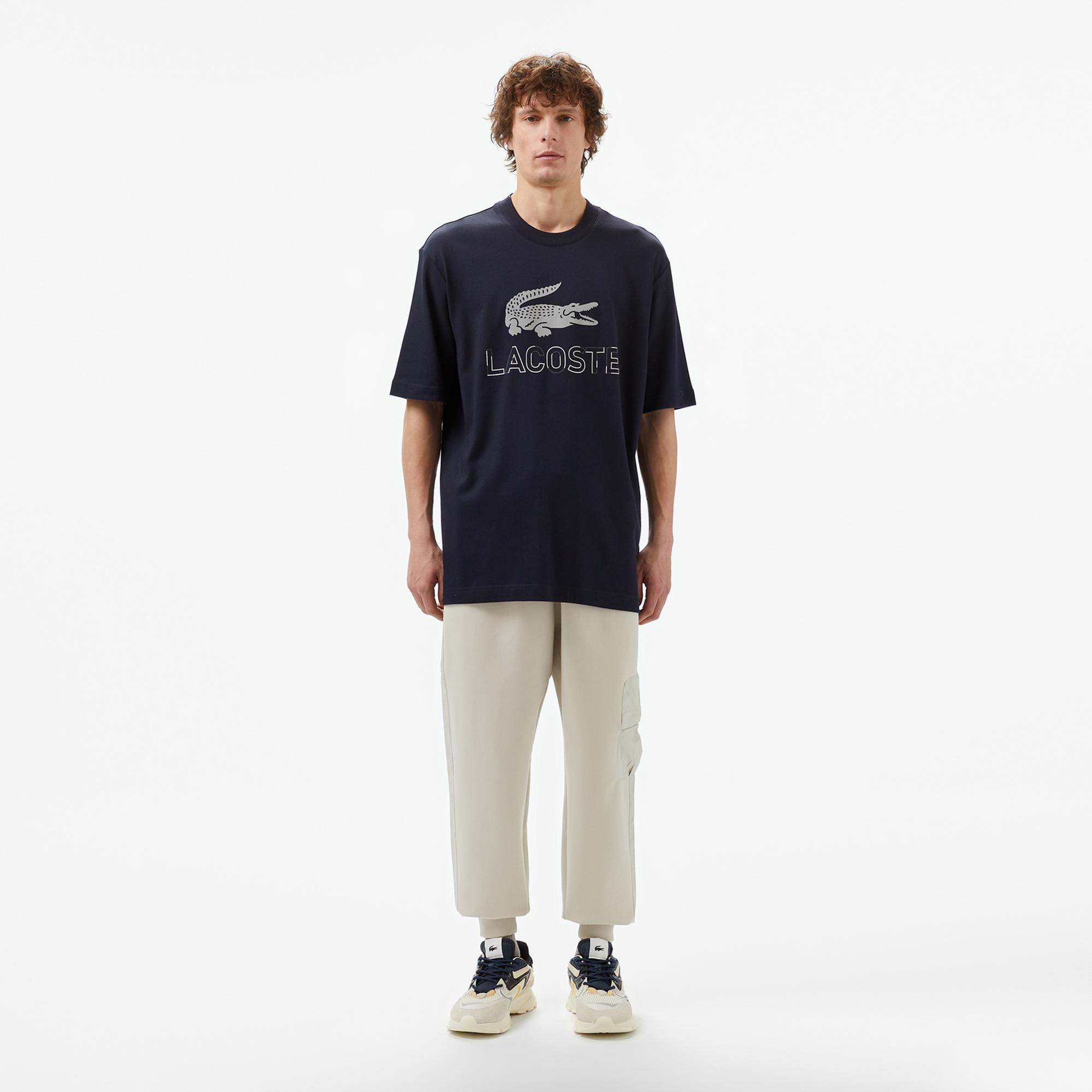 Lacoste Erkek Regular Fit Bisiklet Yaka Baskılı Lacivert T-Shirt