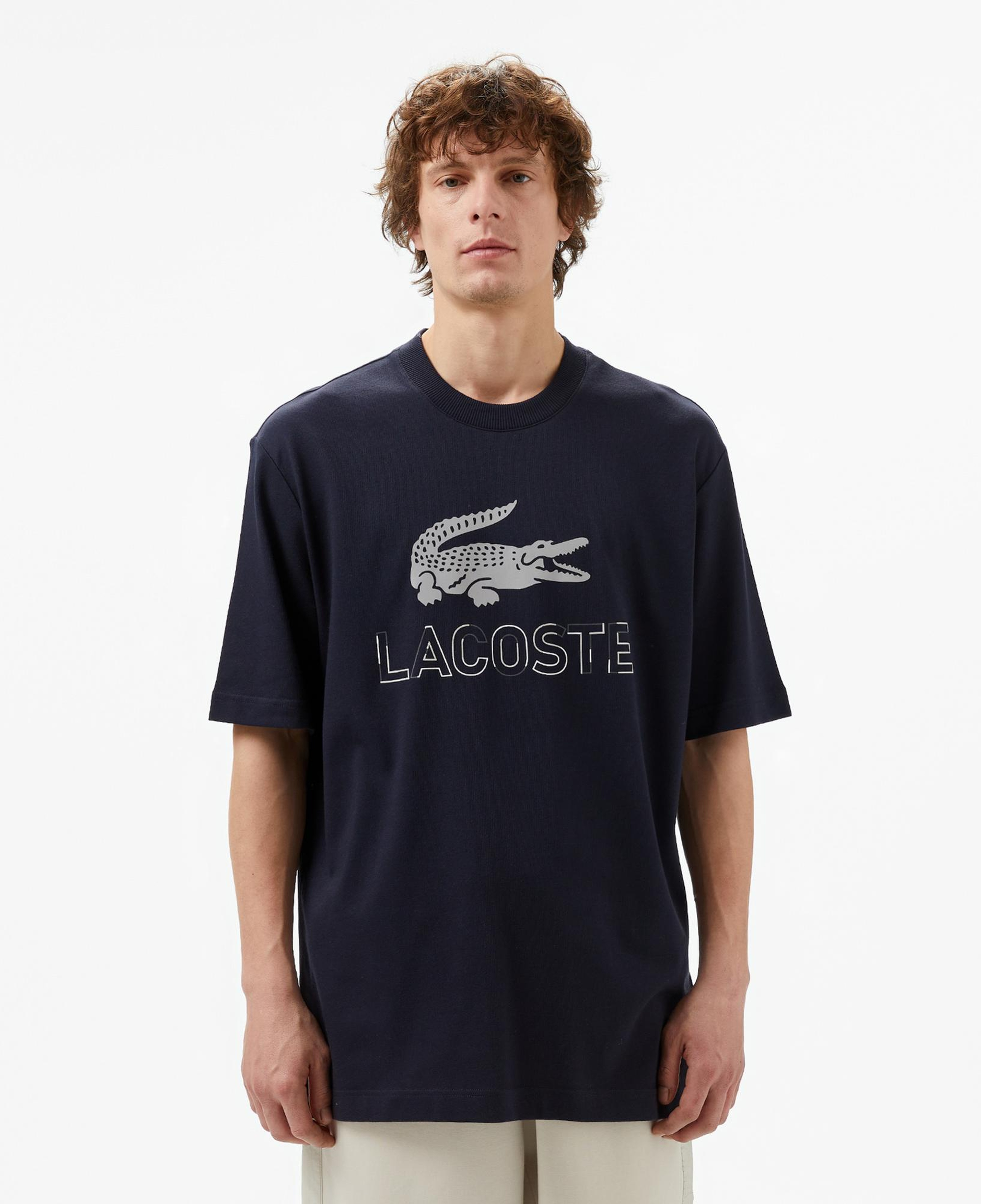 Lacoste Erkek Regular Fit Bisiklet Yaka Baskılı Lacivert T-Shirt