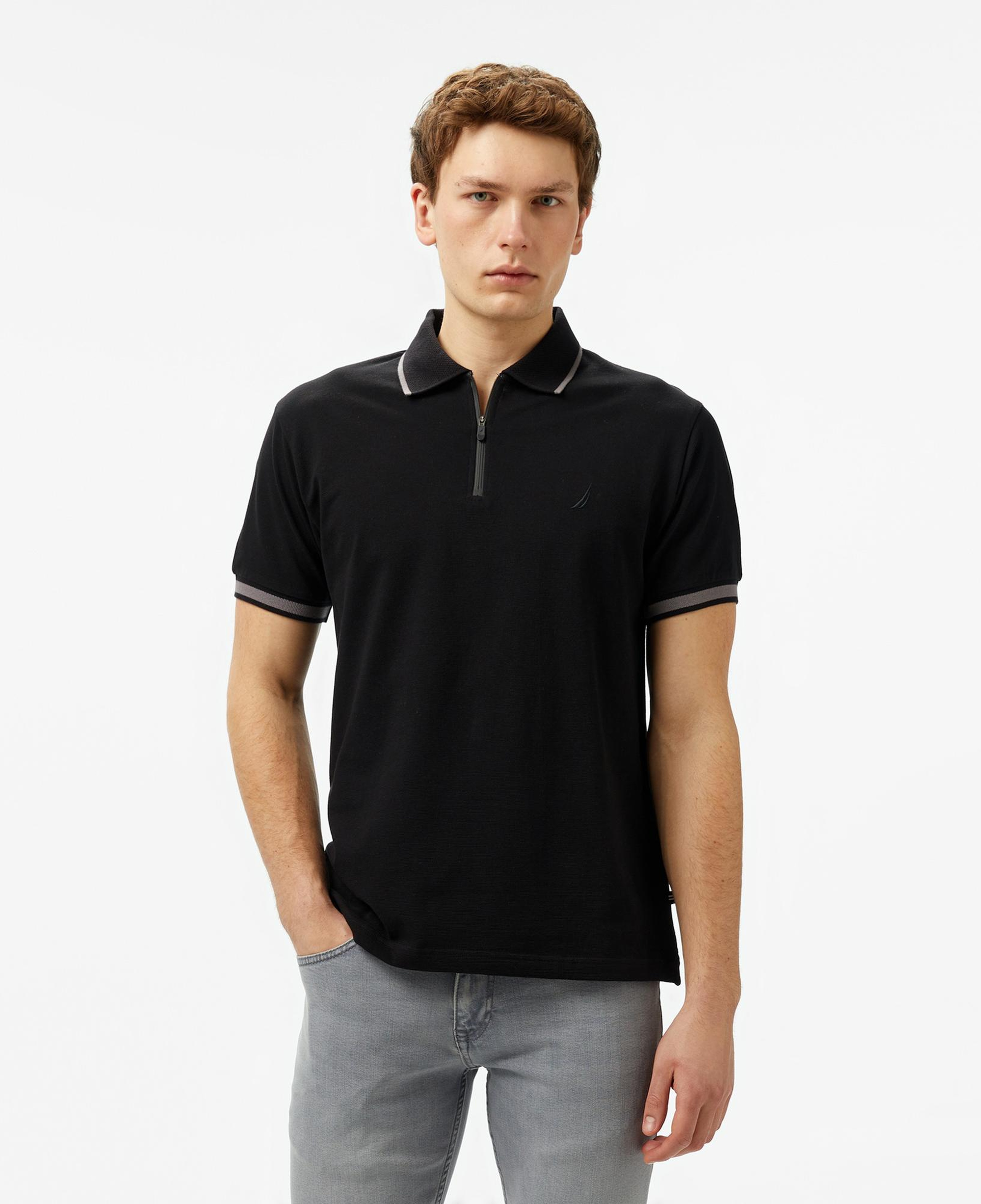 Nautica Erkek Siyah Classic Fit Polo Yaka T-Shirt