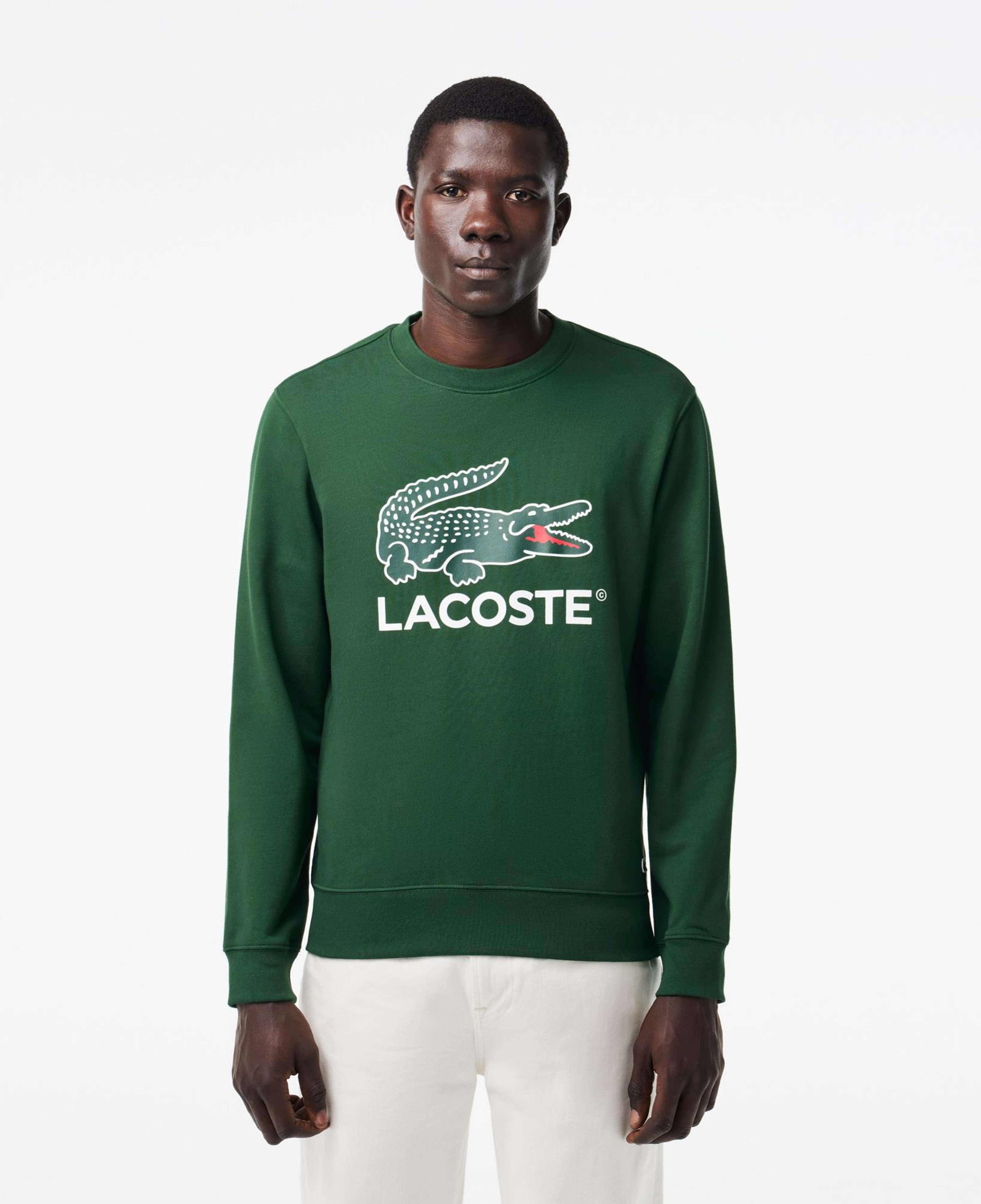Lacoste Erkek Classic Fit Bisiklet Yaka Baskılı Yeşil Sweatshirt
