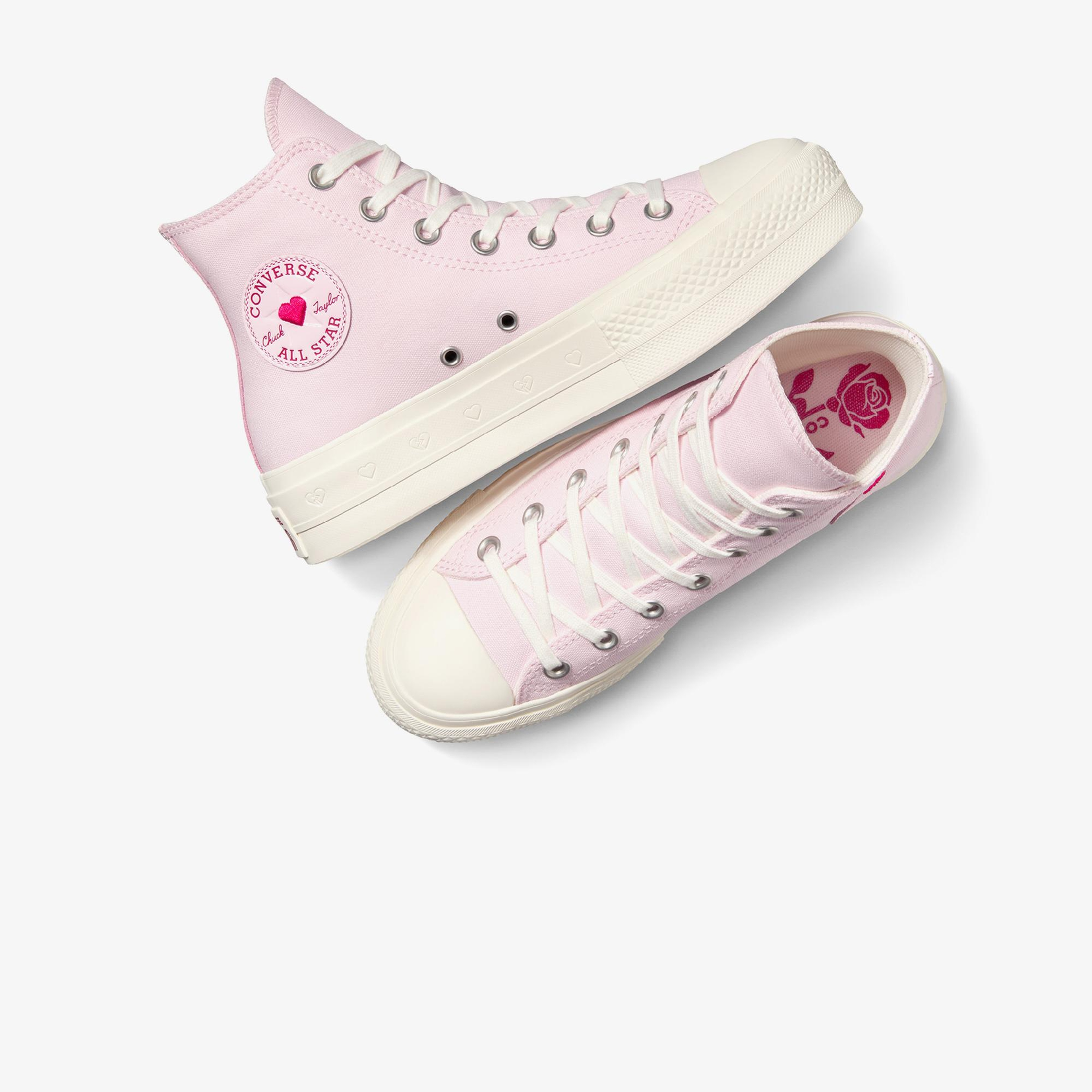 Converse Chuck Taylor All Star Lift Hearts Unisex Pembe Platform Sneaker