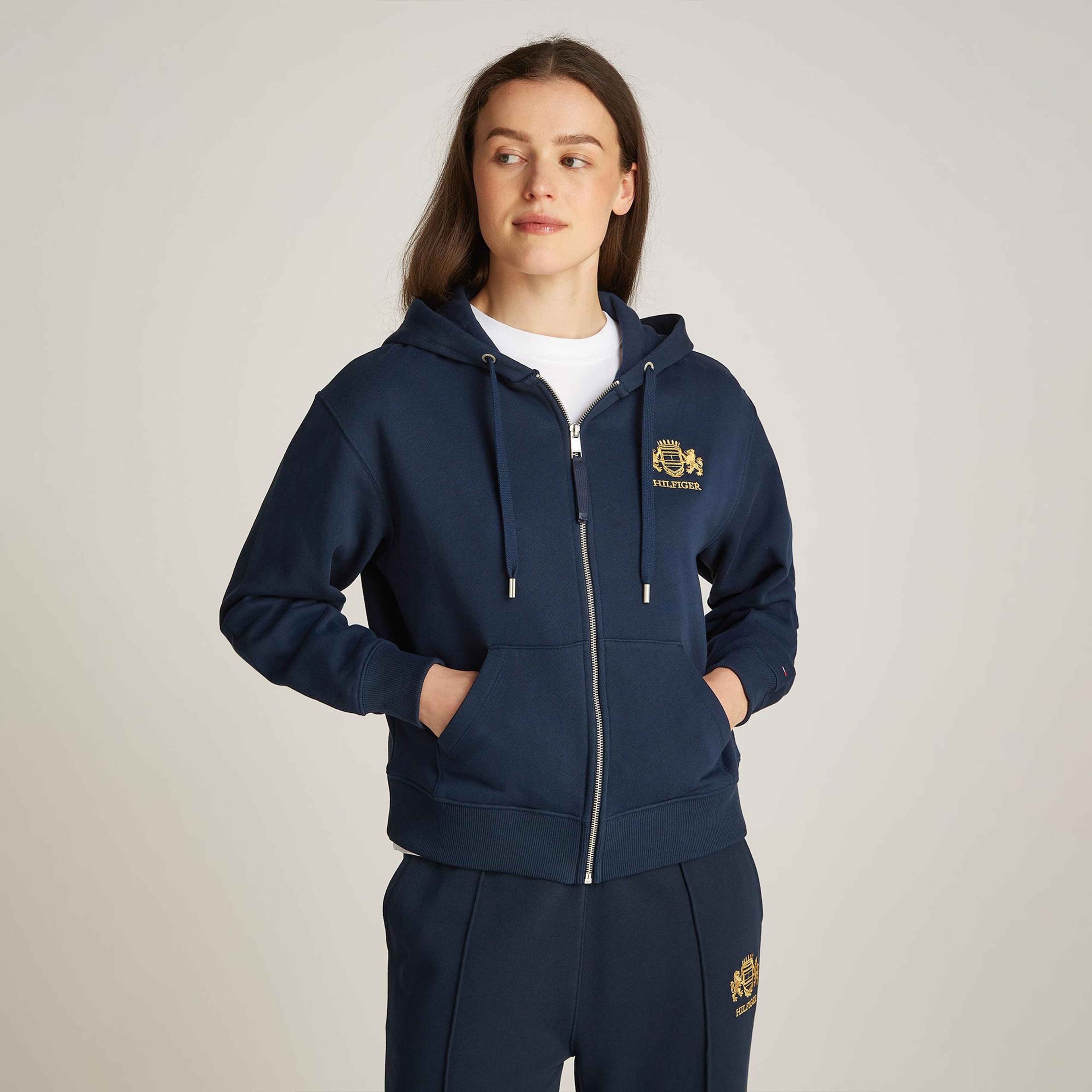 Tommy Hilfiger Reg Varsity Zip Kadın Lacivert Hoodie