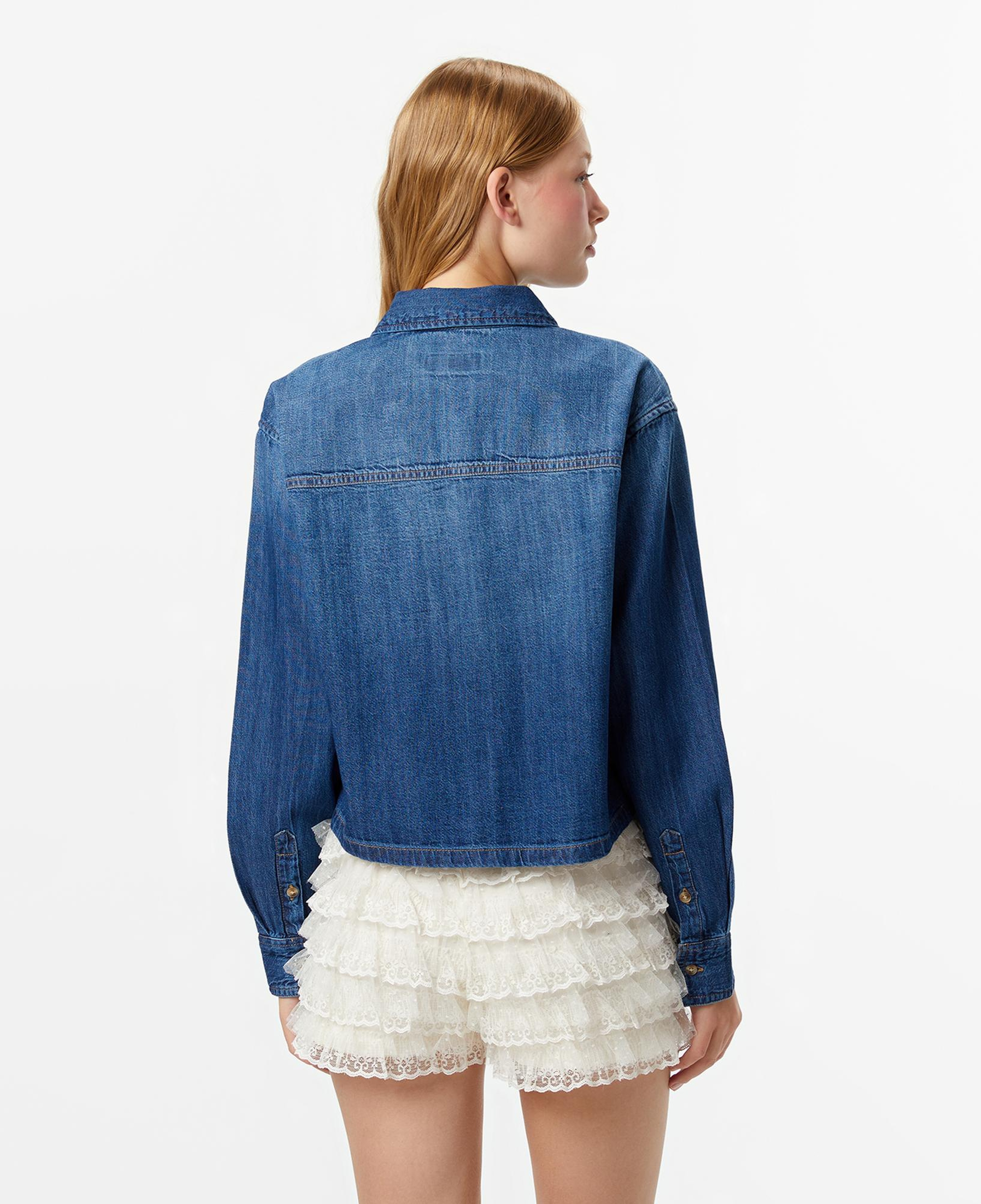 Guess Jeans Denim Kadın Mavi Gömlek