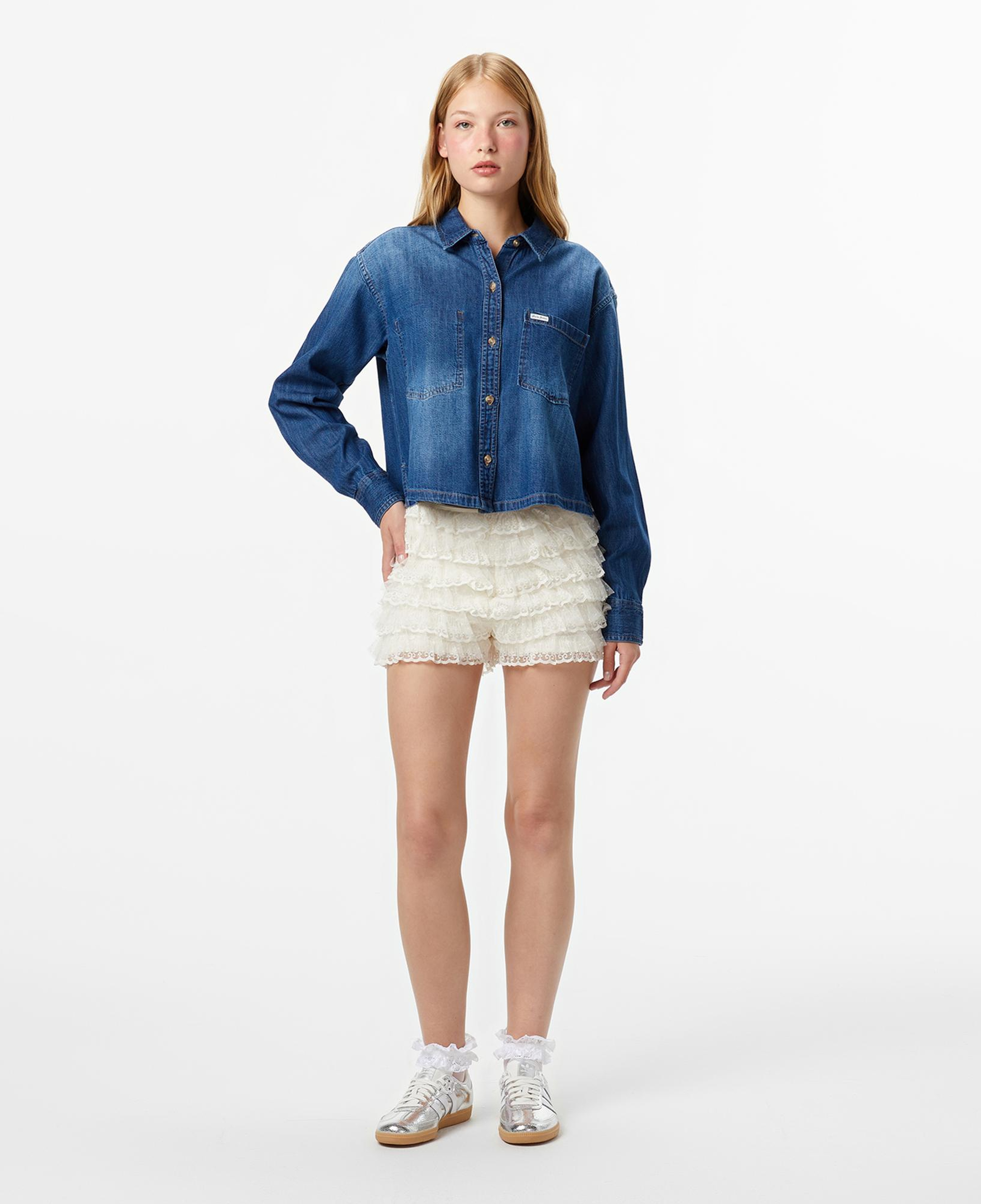 Guess Jeans Denim Kadın Mavi Gömlek