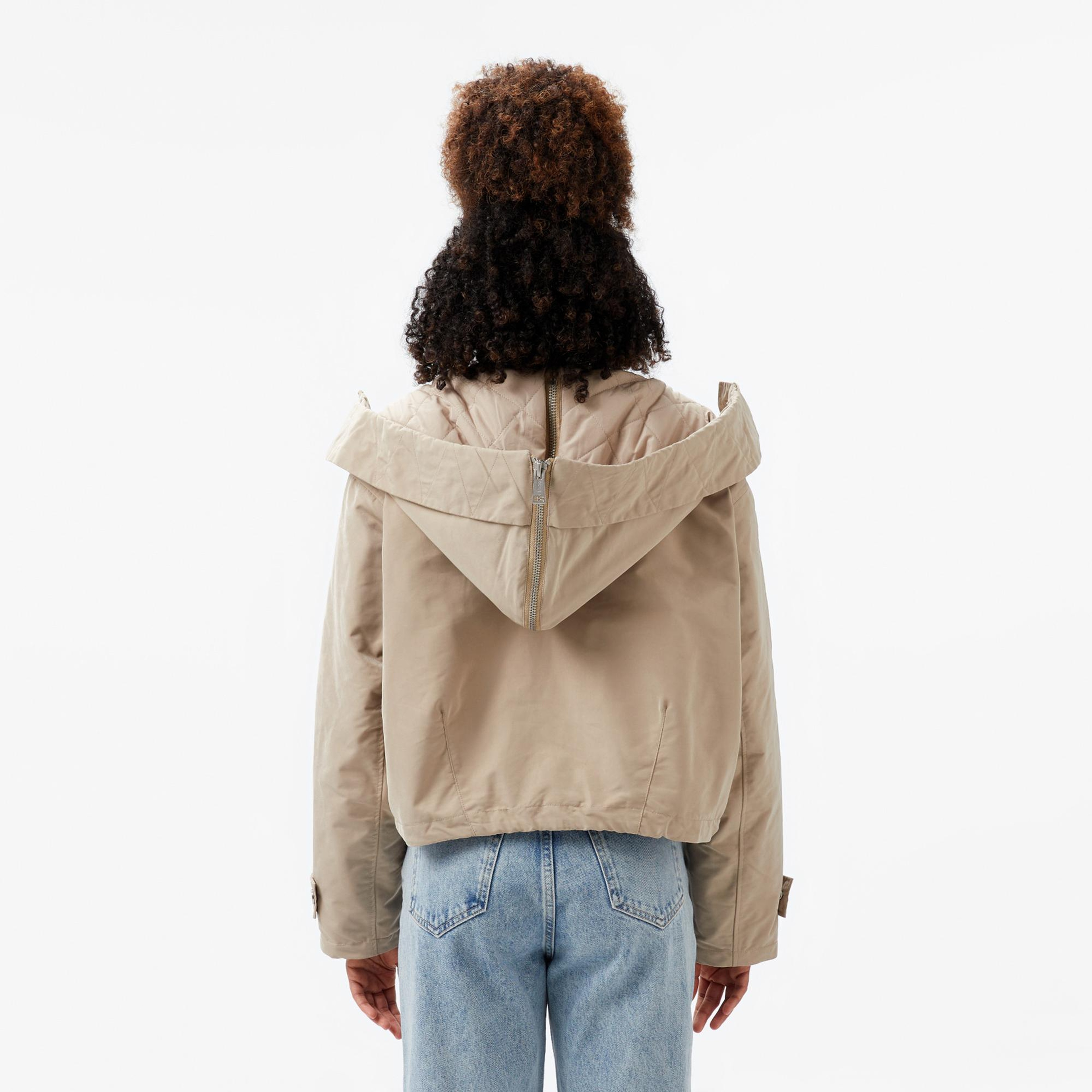 Guess Nora Cropped Canvas Kadın Bej Parka Mont