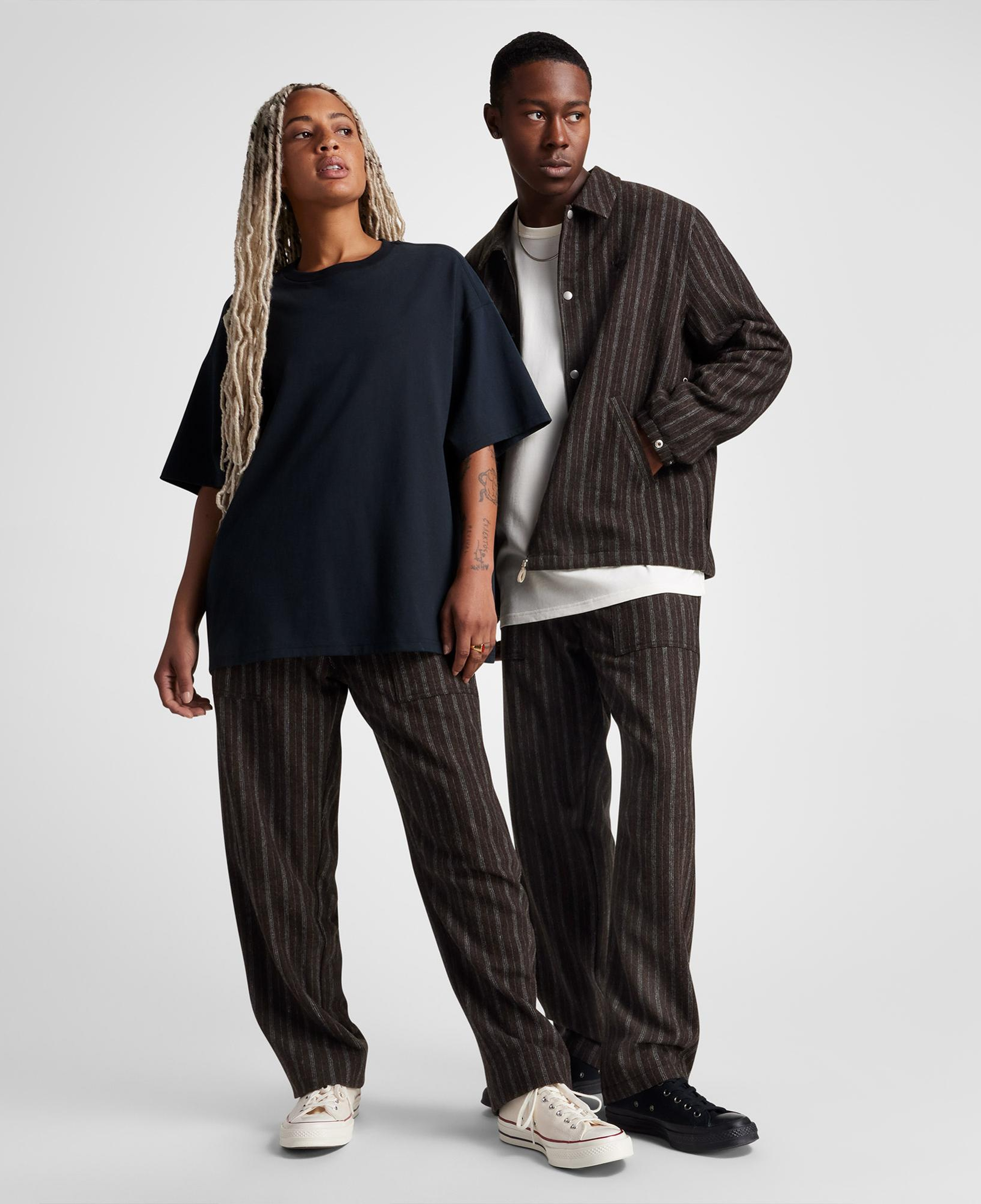 Converse Unisex Loose Fit Çizgili Kahverengi Pantolon