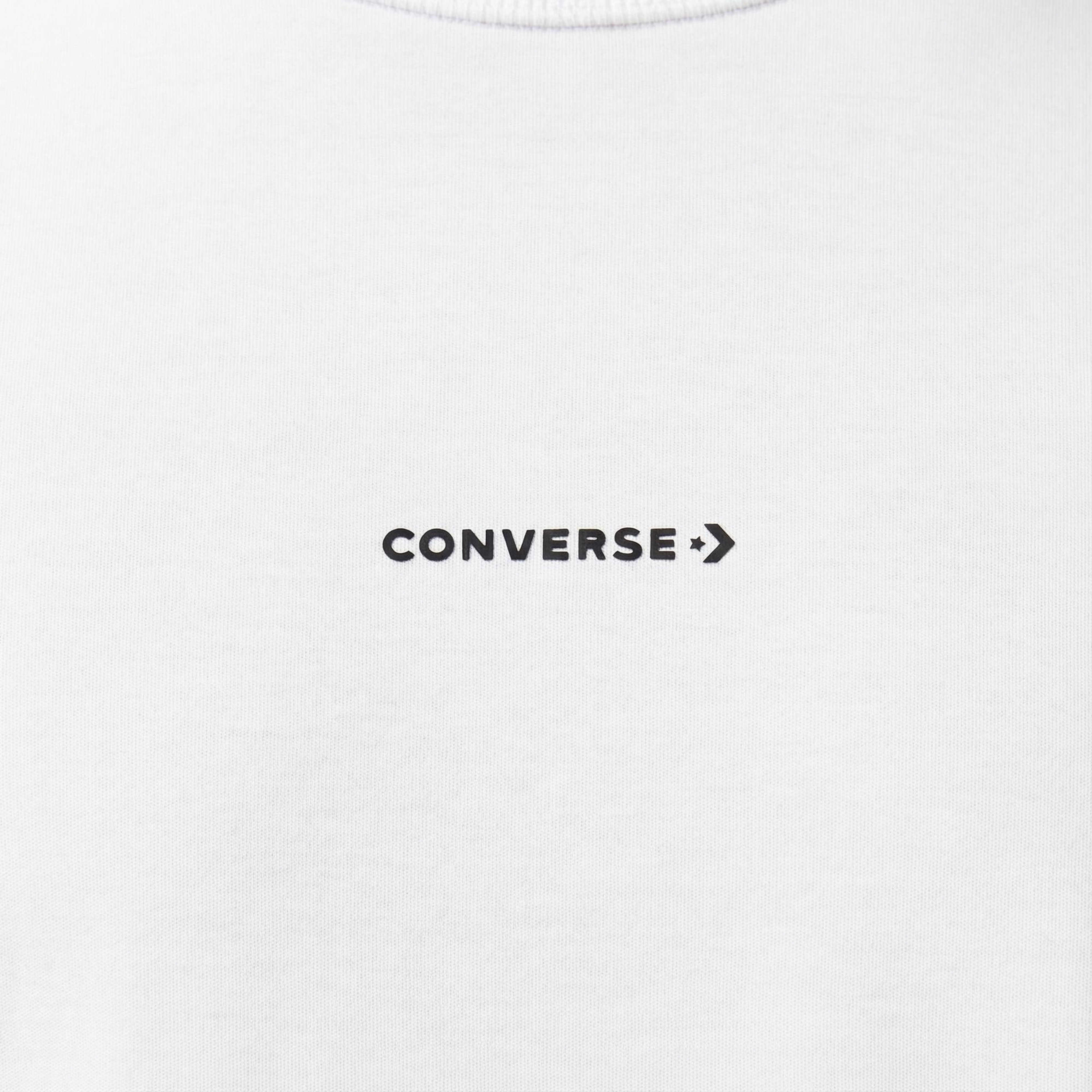 Converse Star Chevron Baskılı Oversize Fit Erkek Beyaz T-Shirt