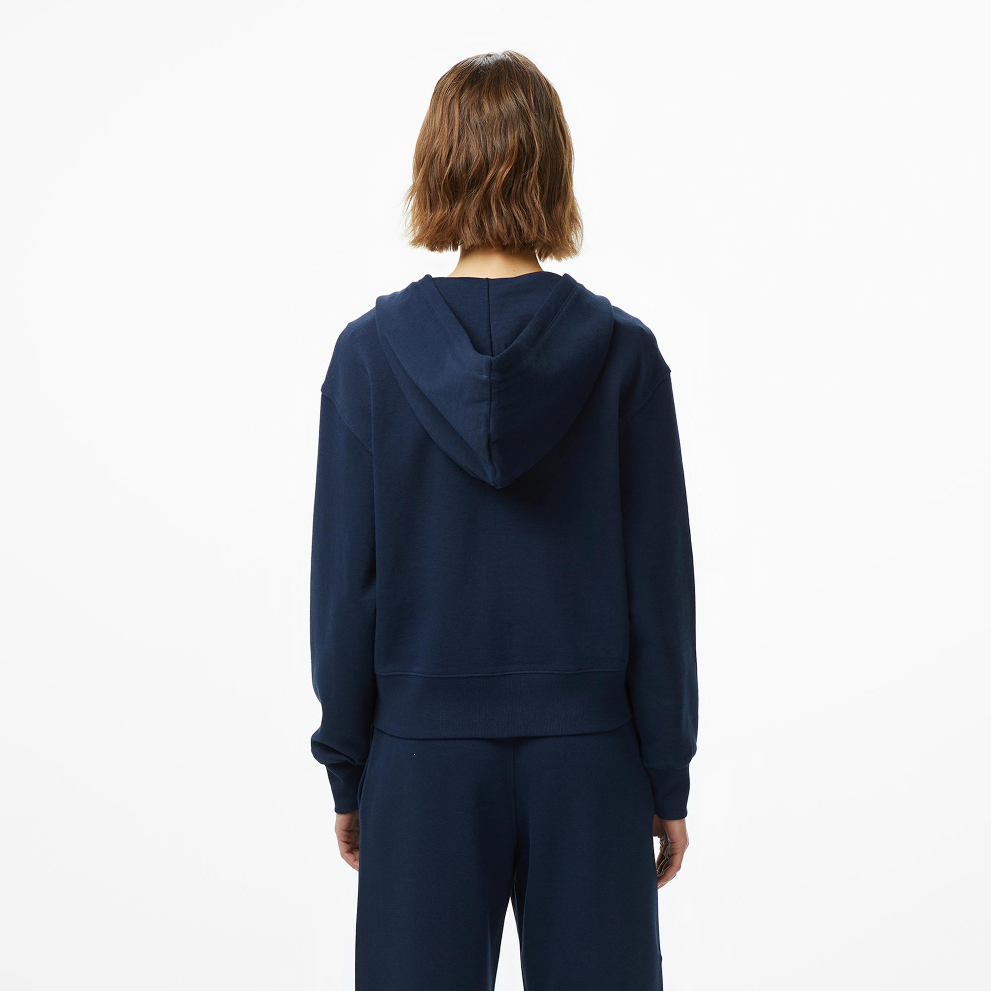 Tommy Hilfiger Script Regular Pique Kadın Fermuarlı Lacivert Hoodie