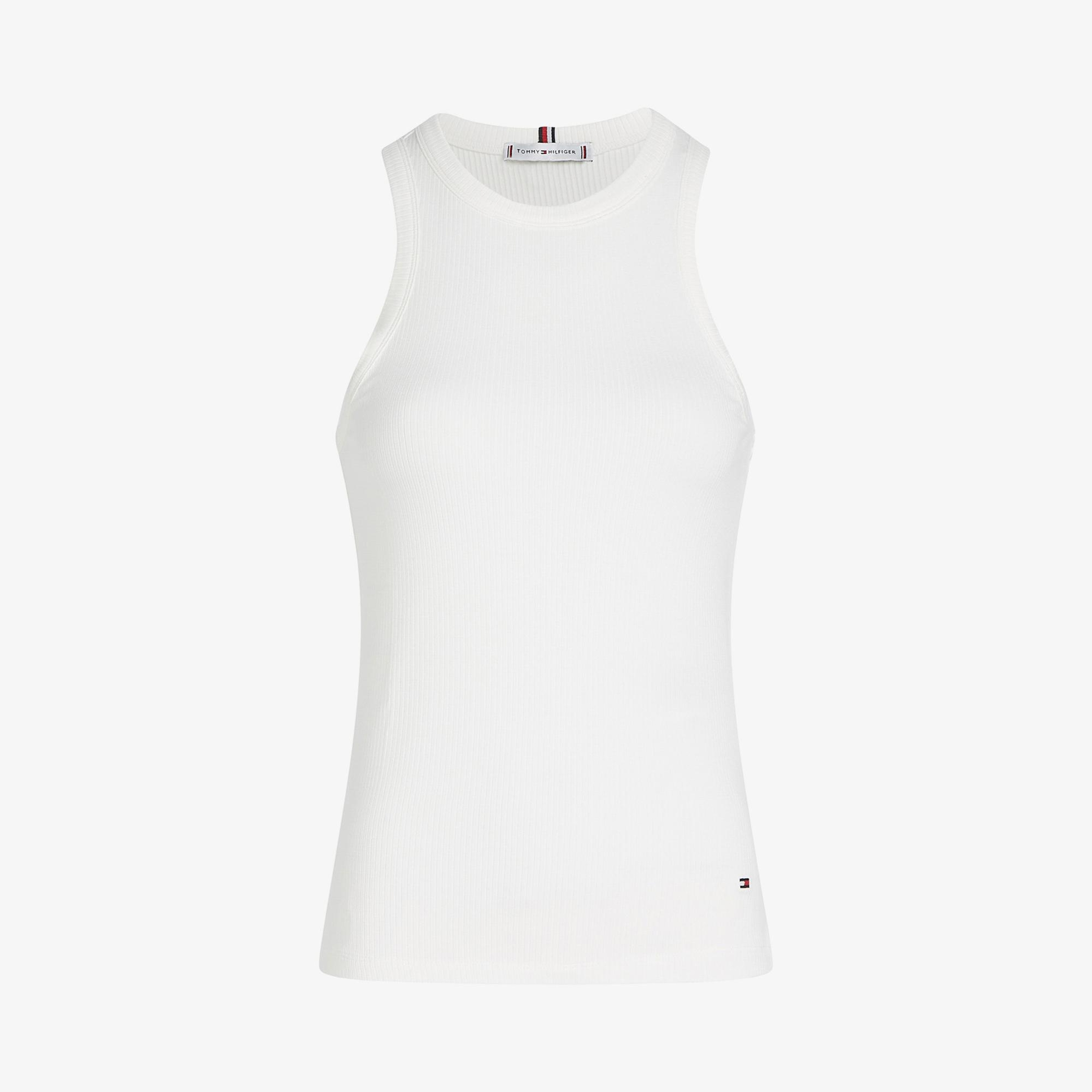 Tommy Hilfiger Slim 5X2 Rib Tank Kadın Beyaz Kolsuz T-Shirt