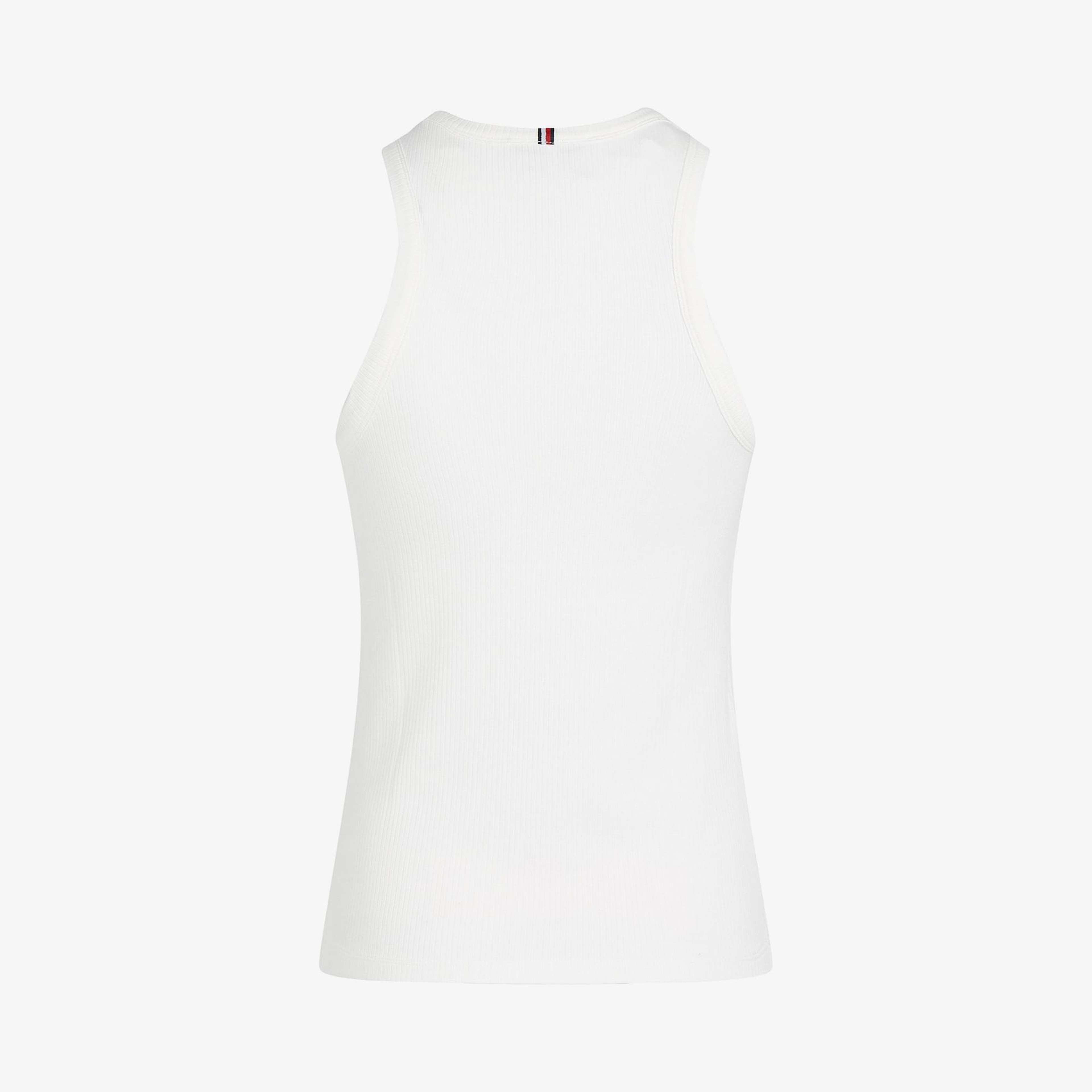 Tommy Hilfiger Slim 5X2 Rib Tank Kadın Beyaz Kolsuz T-Shirt