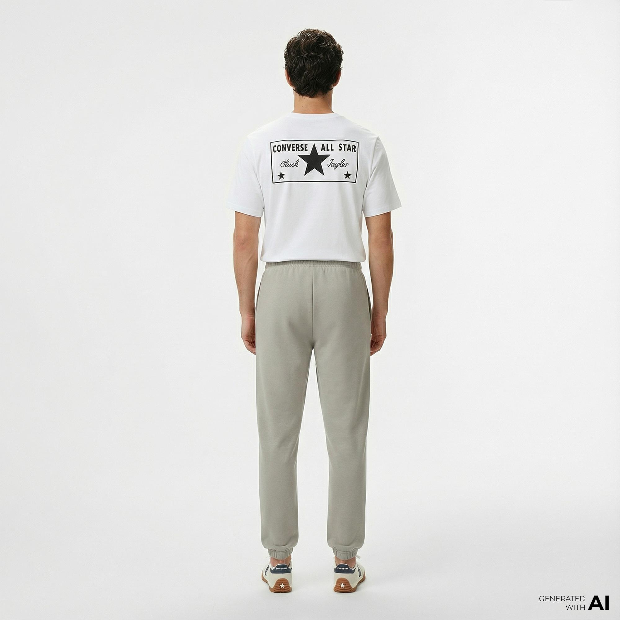 Converse Star Chevron Baskılı Erkek Oversize Fit Gri Eşofman Altı