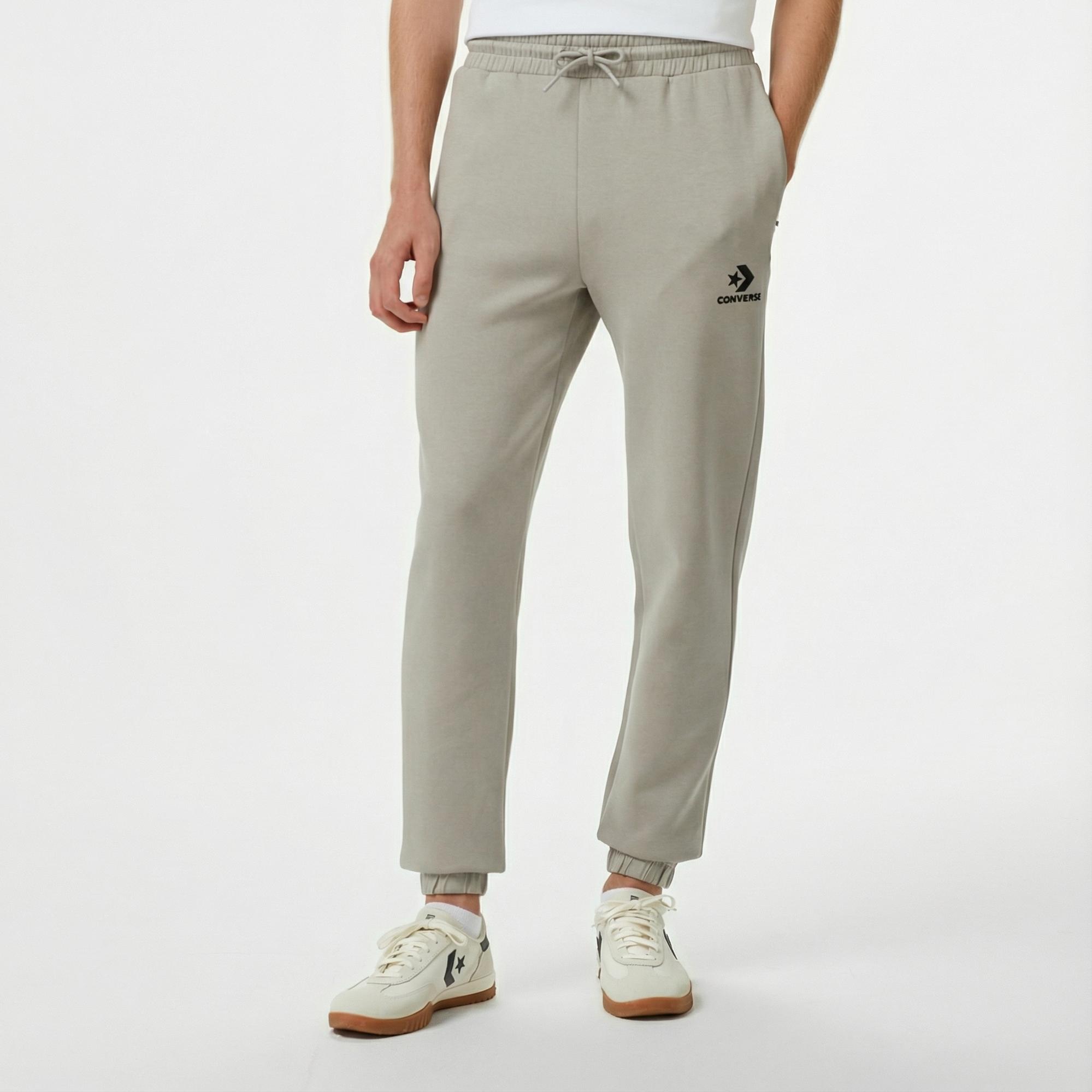 Converse Star Chevron Baskılı Erkek Oversize Fit Gri Eşofman Altı