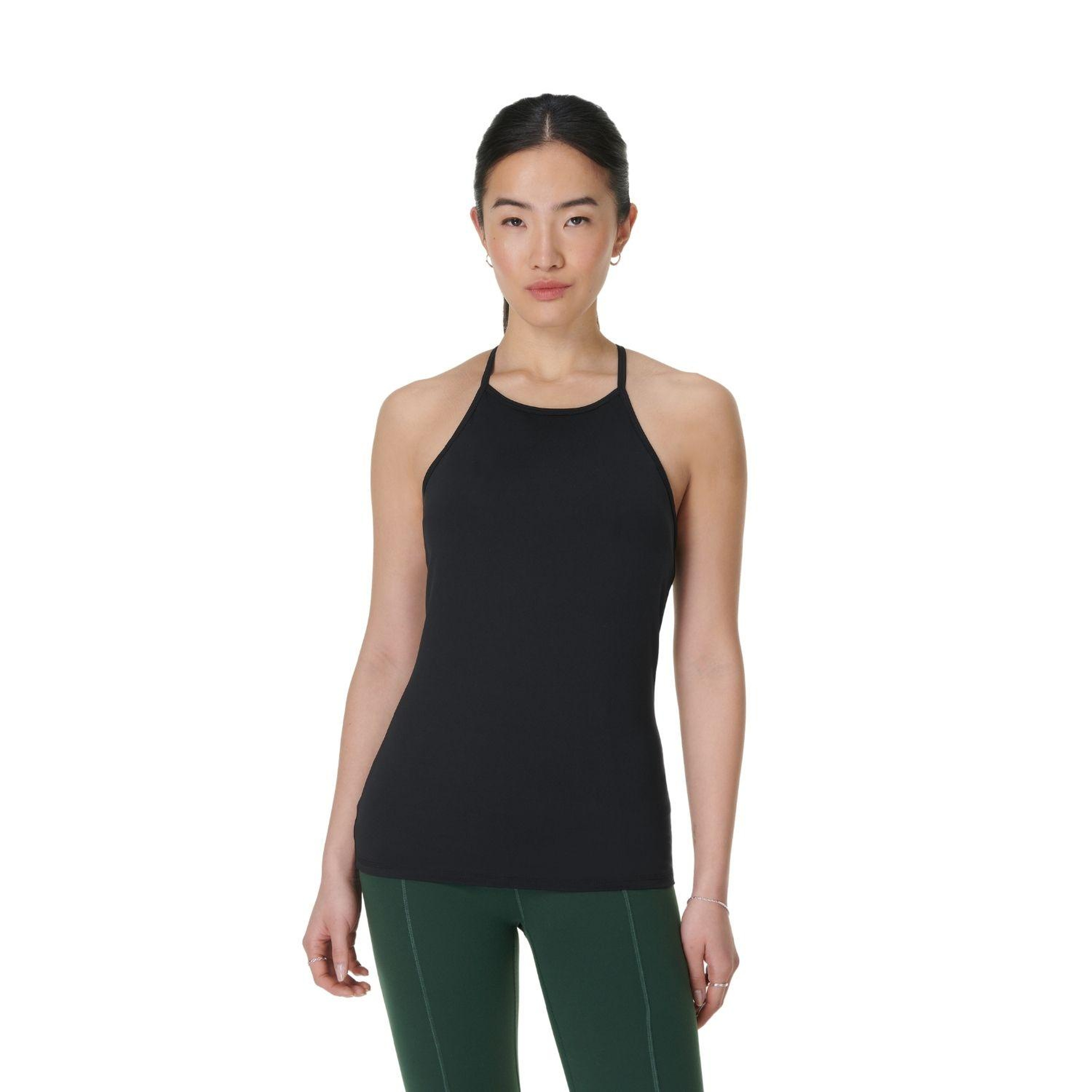 Sweaty Betty Soft Flow Double Up Tank Kadın Siyah Fitness Bra