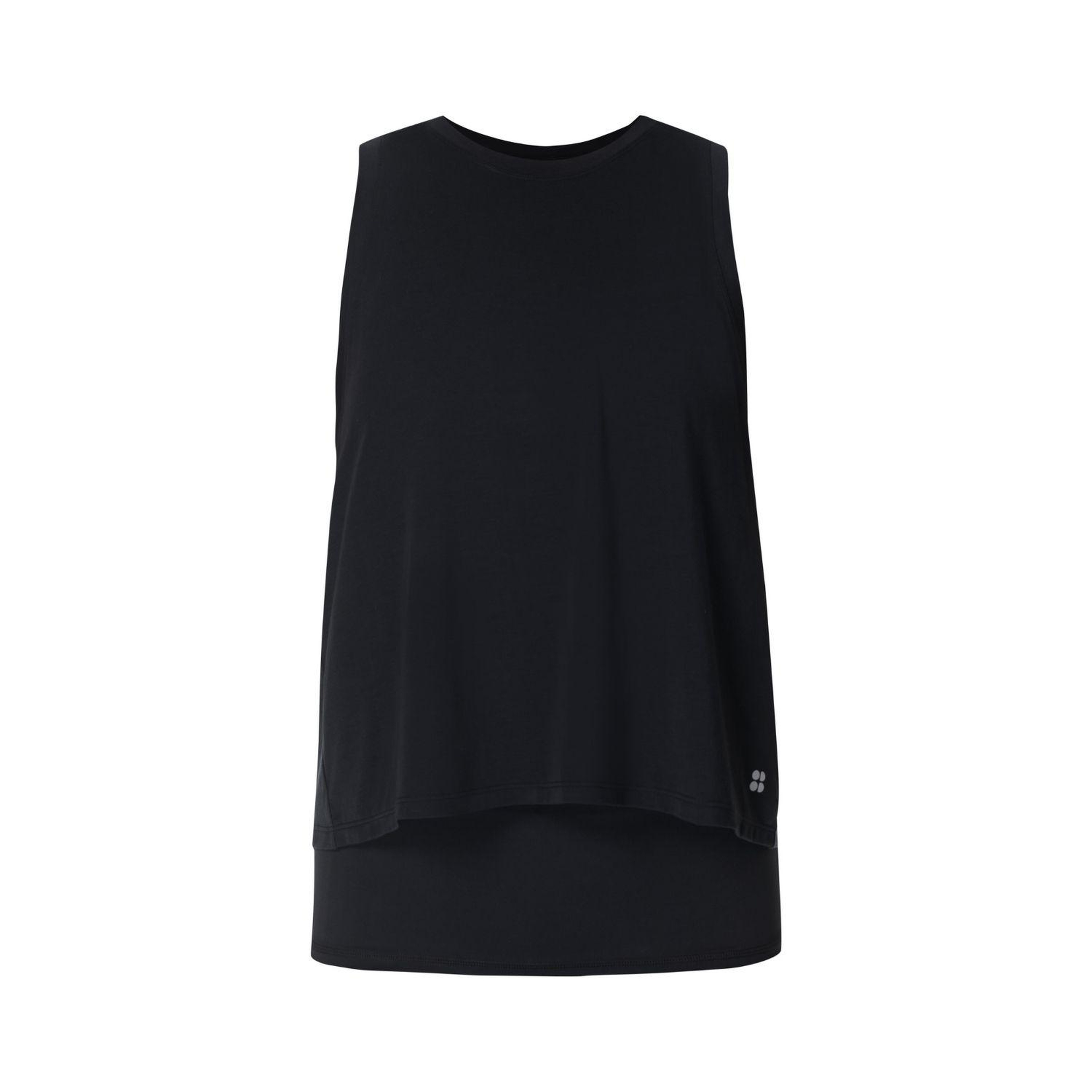 Sweaty Betty Soft Flow Double Up Tank Kadın Siyah Fitness Bra