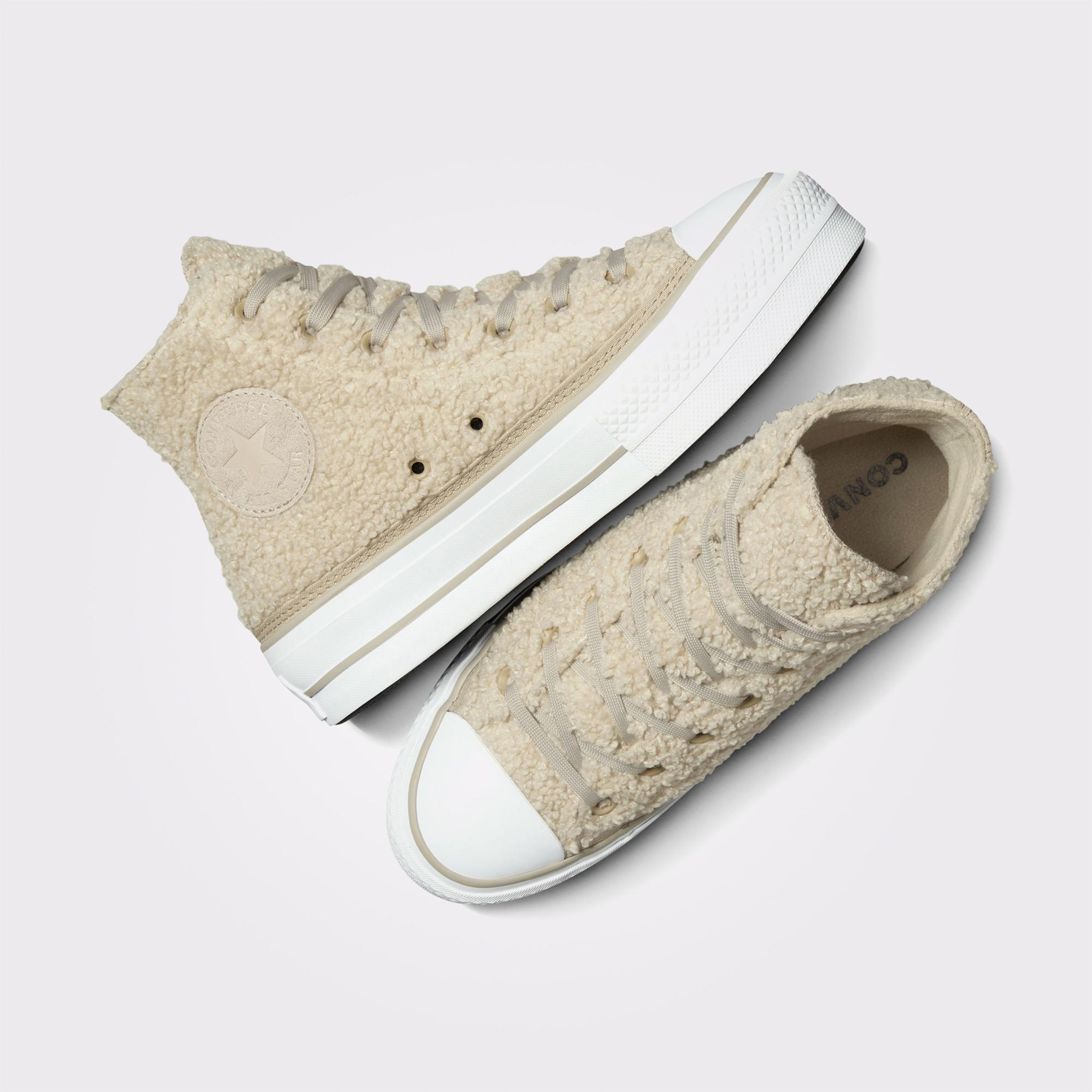 Converse Chuck Taylor All Star Lift Platform Warm Winter Kadın Bej Sneaker