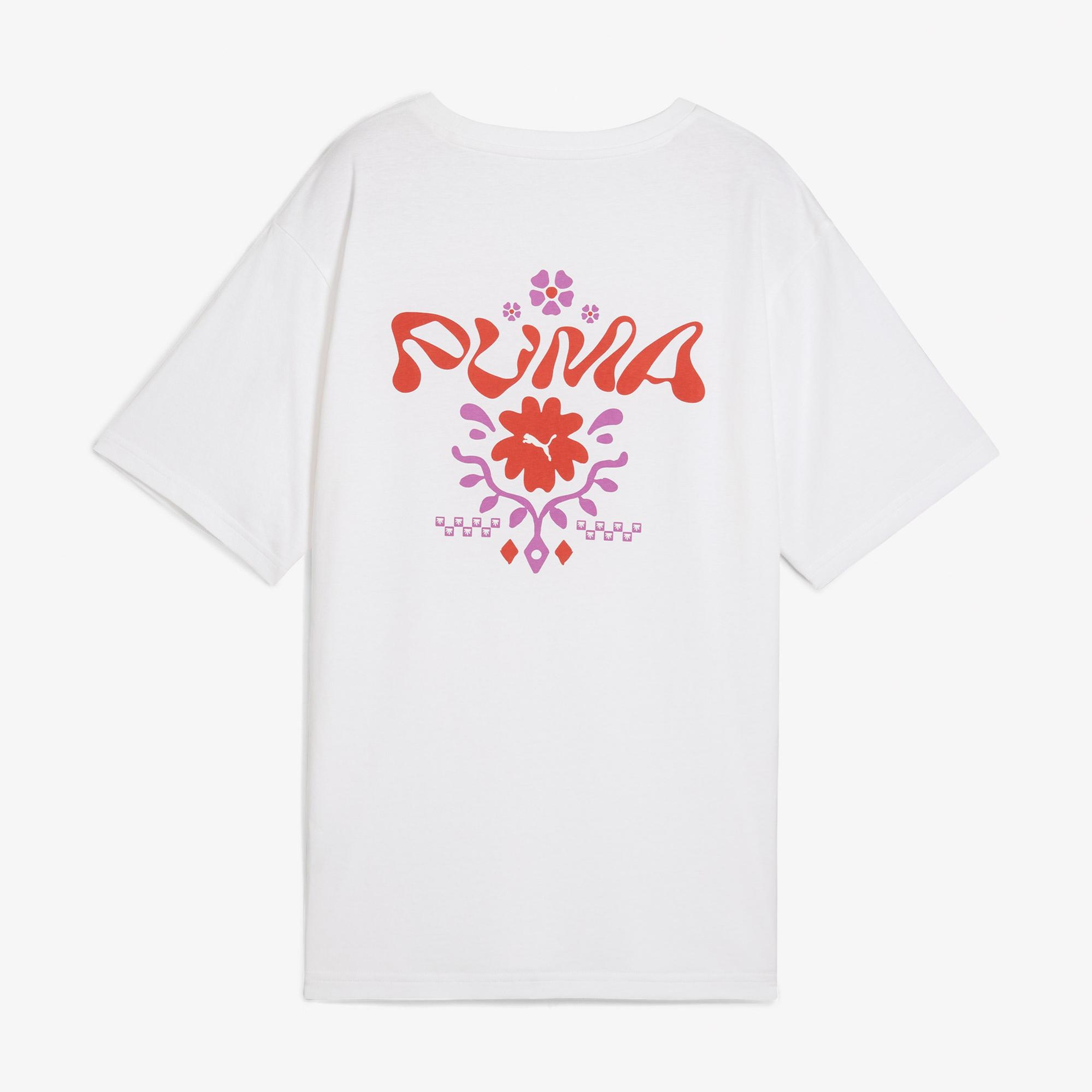 Puma Wardrobe Ess Graphic Kadın Beyaz T-Shirt