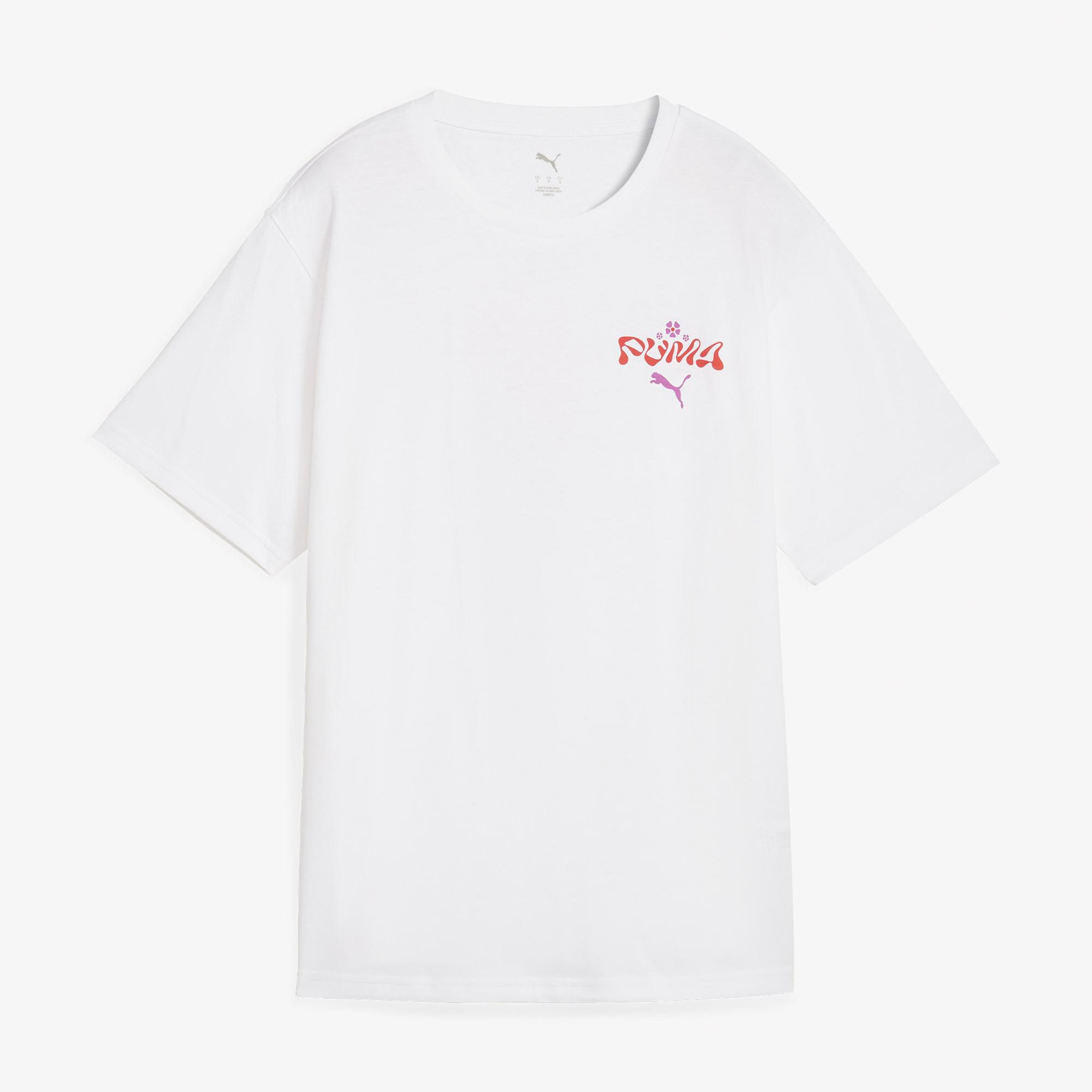 Puma Wardrobe Ess Graphic Kadın Beyaz T-Shirt