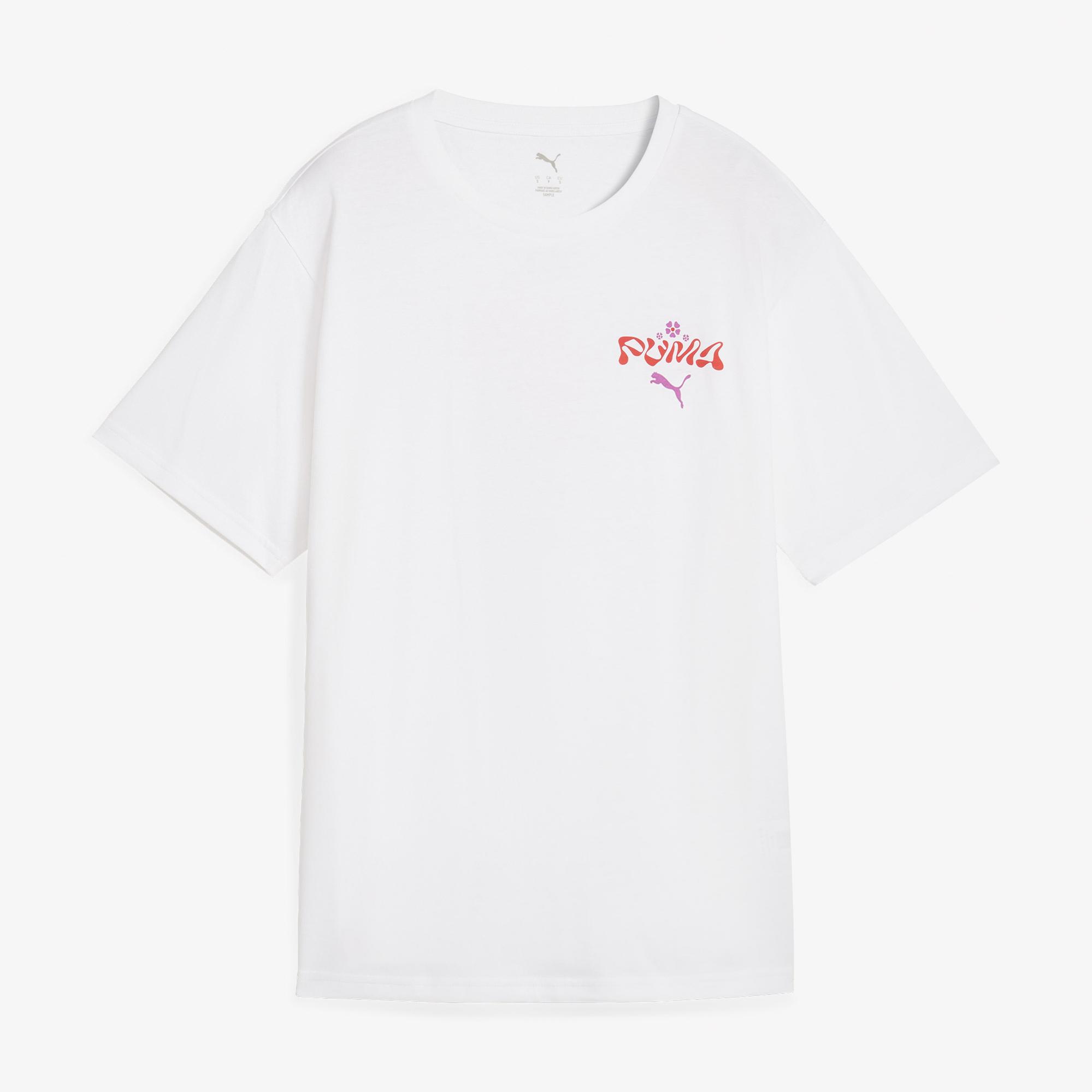 Puma Wardrobe Ess Graphic Kadın Beyaz T-Shirt