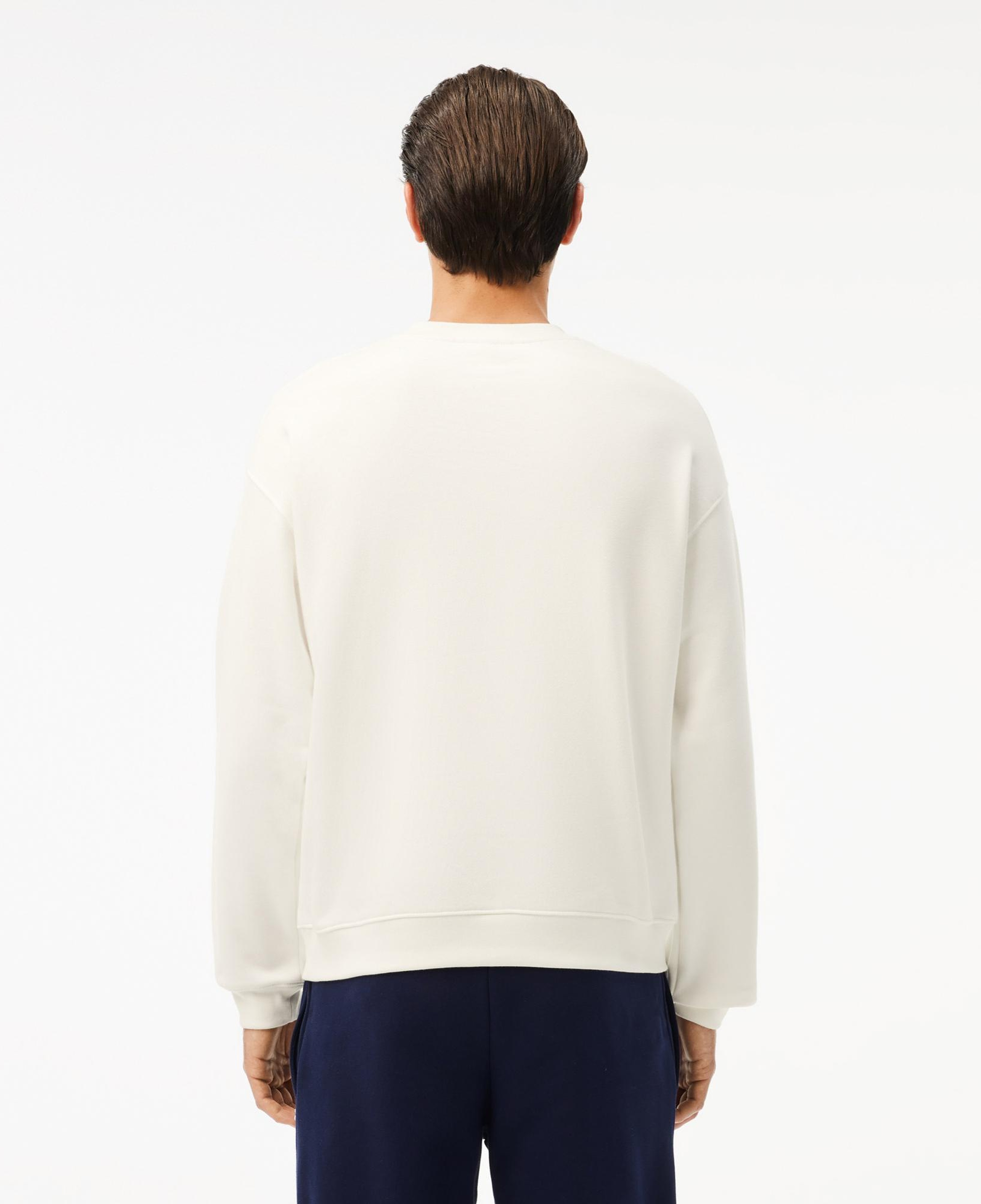 Lacoste Loose Fit Printed Fleece Unisex Krem Sweatshirt