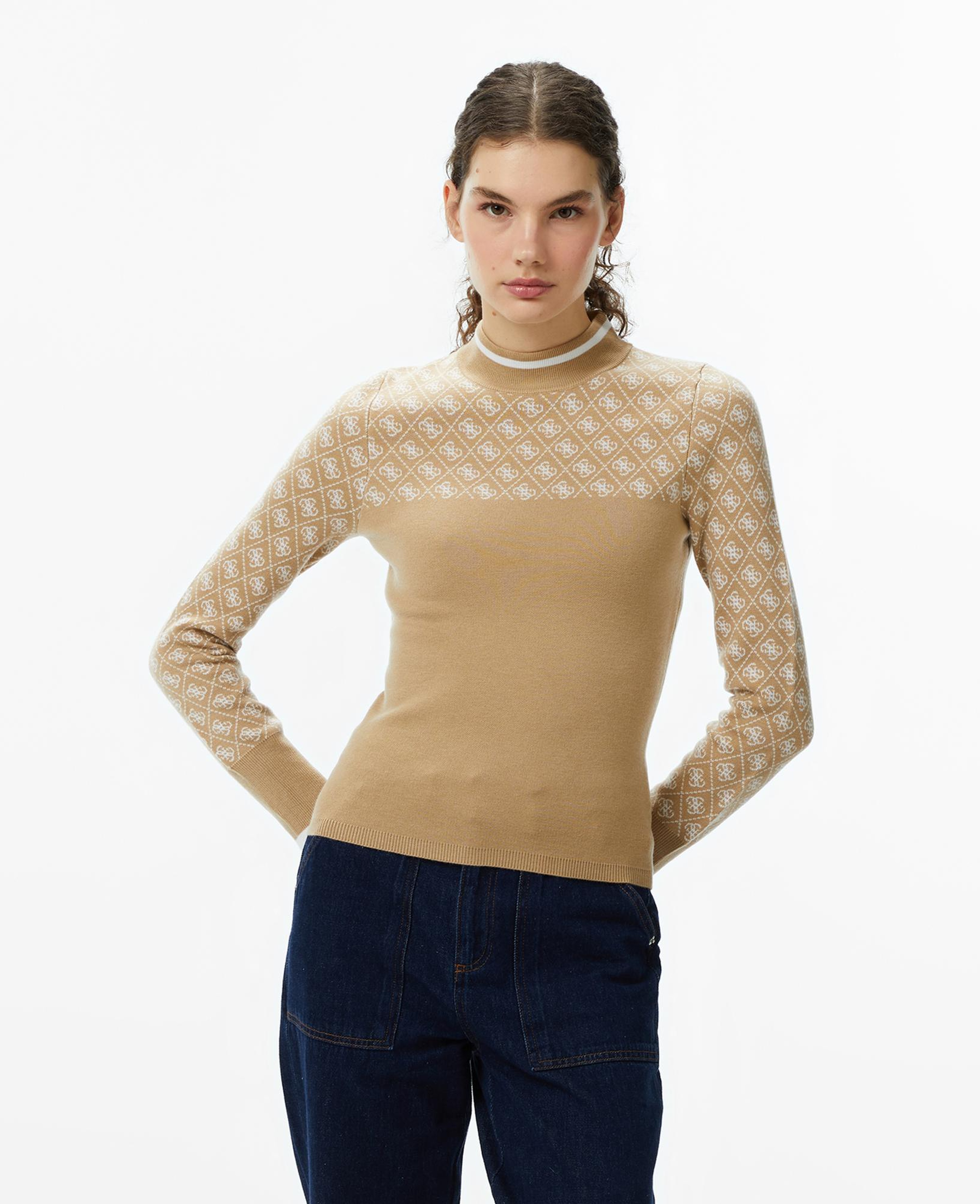 Guess Aubrey Yün Karışımlı Kadın Bej Triko