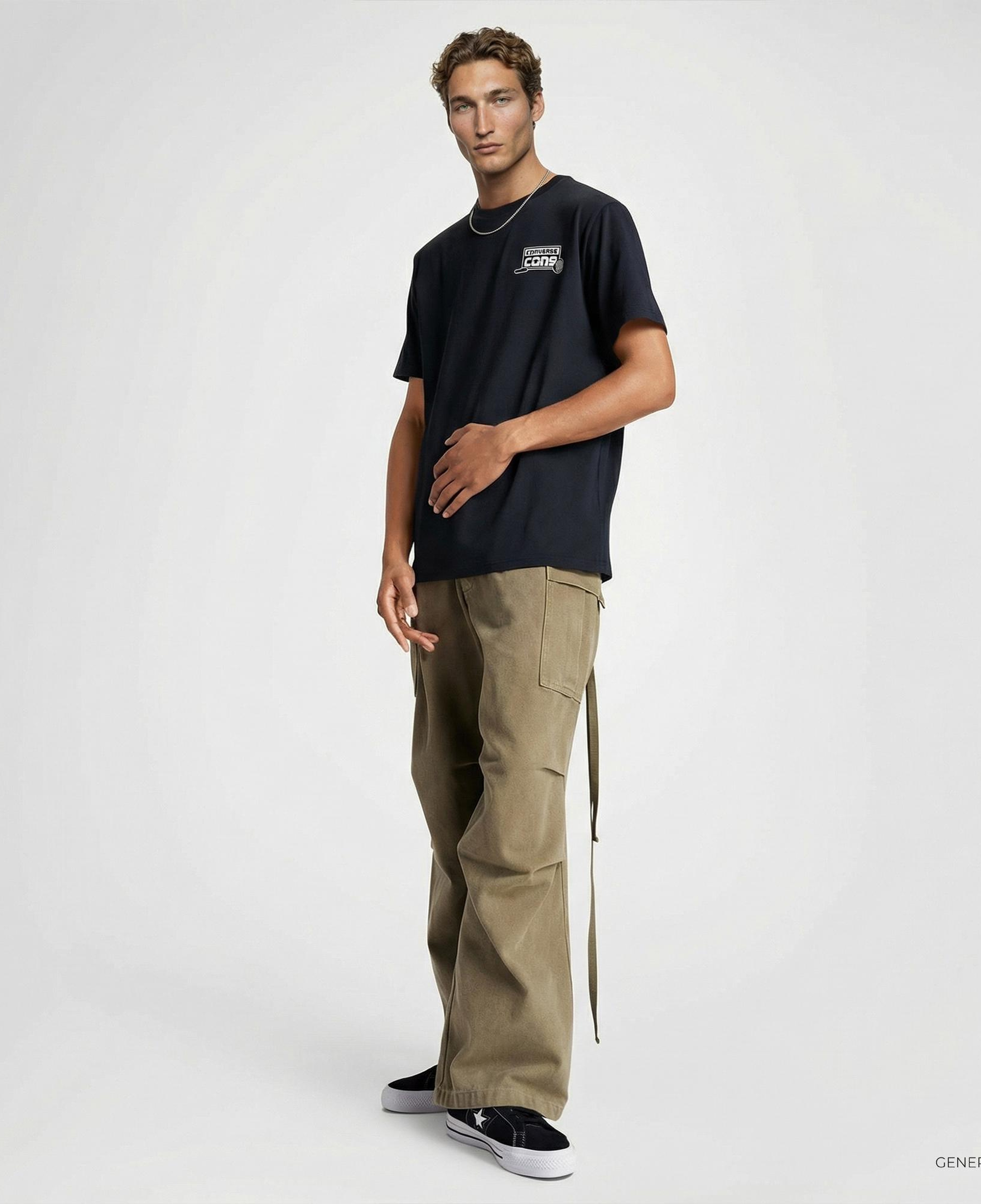 Converse Erkek Loose Fit Baskılı Siyah T-Shirt