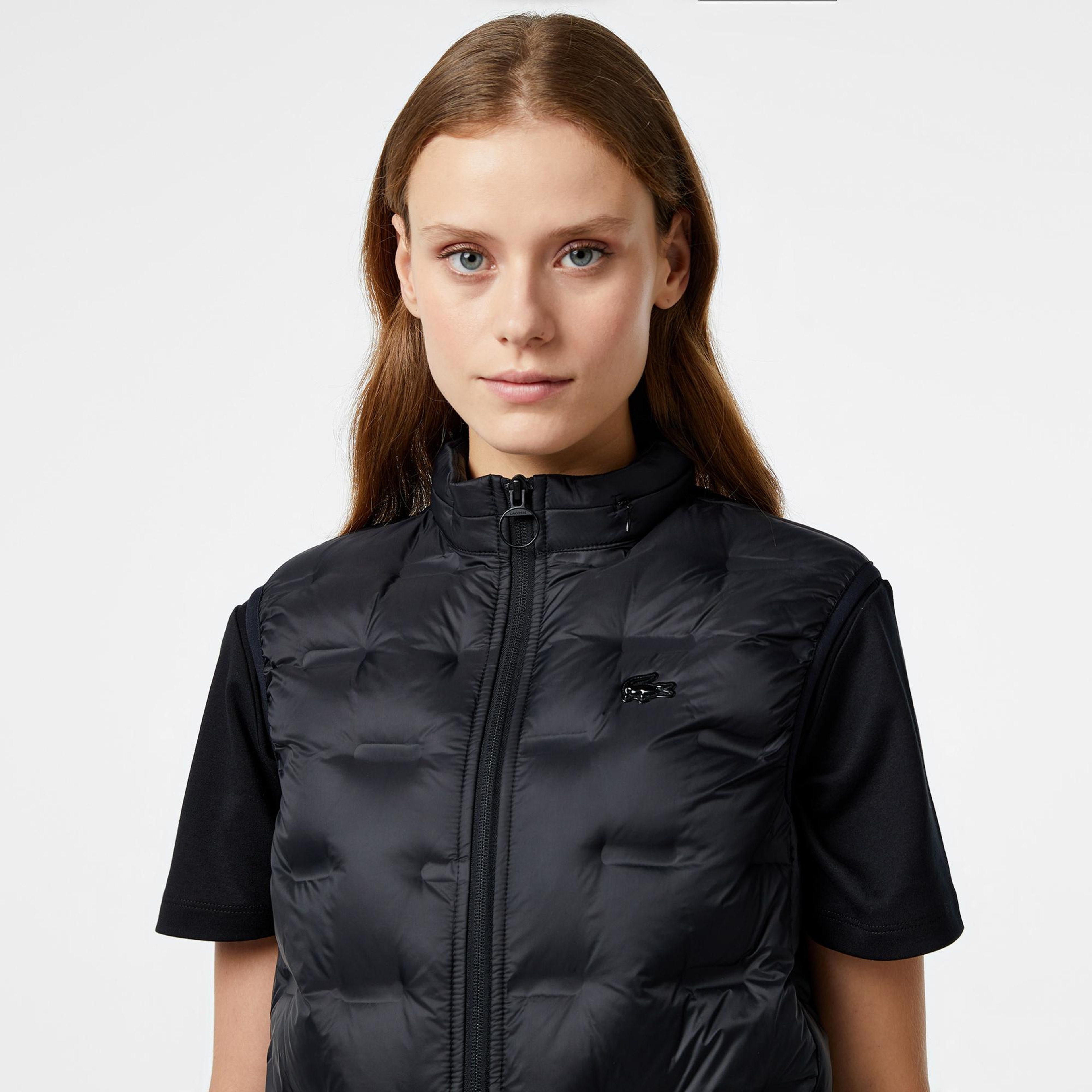 Lacoste Kadın Kapitone Regular Fit Kapüşonlu Kapitone Siyah Yelek