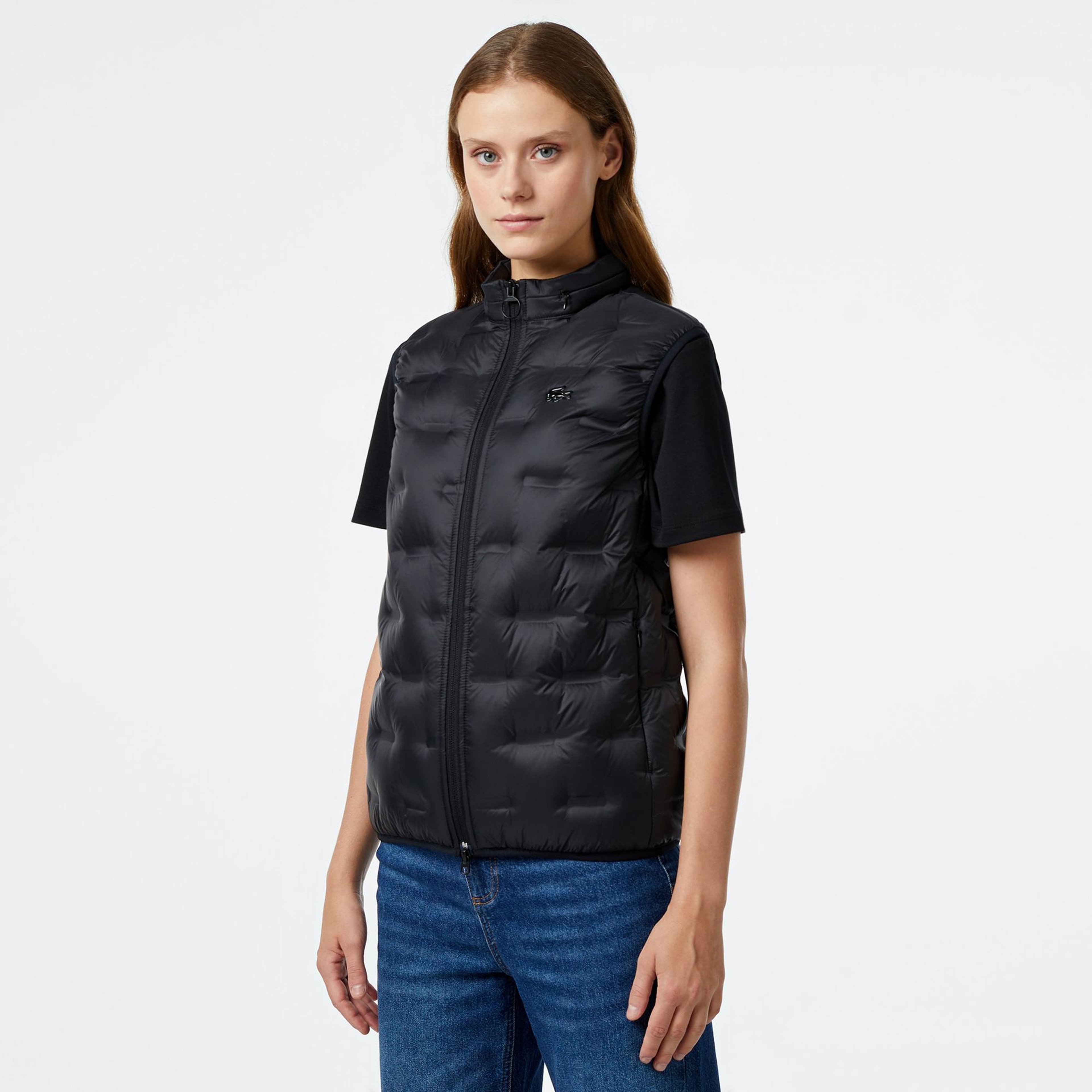 Lacoste Kadın Kapitone Regular Fit Kapüşonlu Kapitone Siyah Yelek