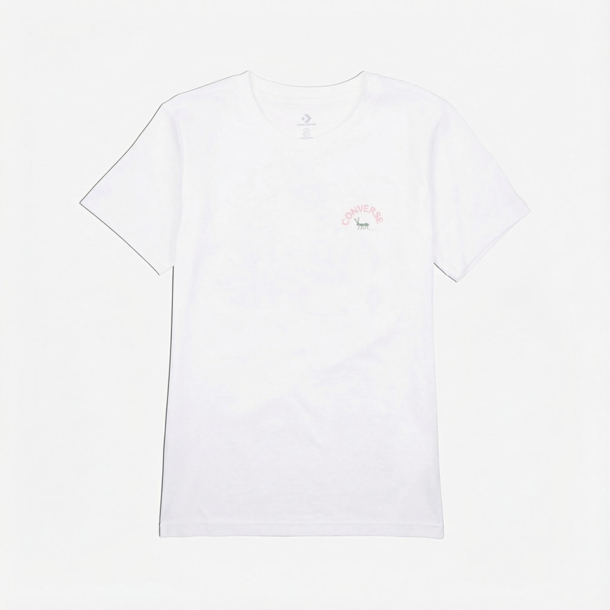 Converse Çiçek Baskılı Kadın Beyaz T-Shirt