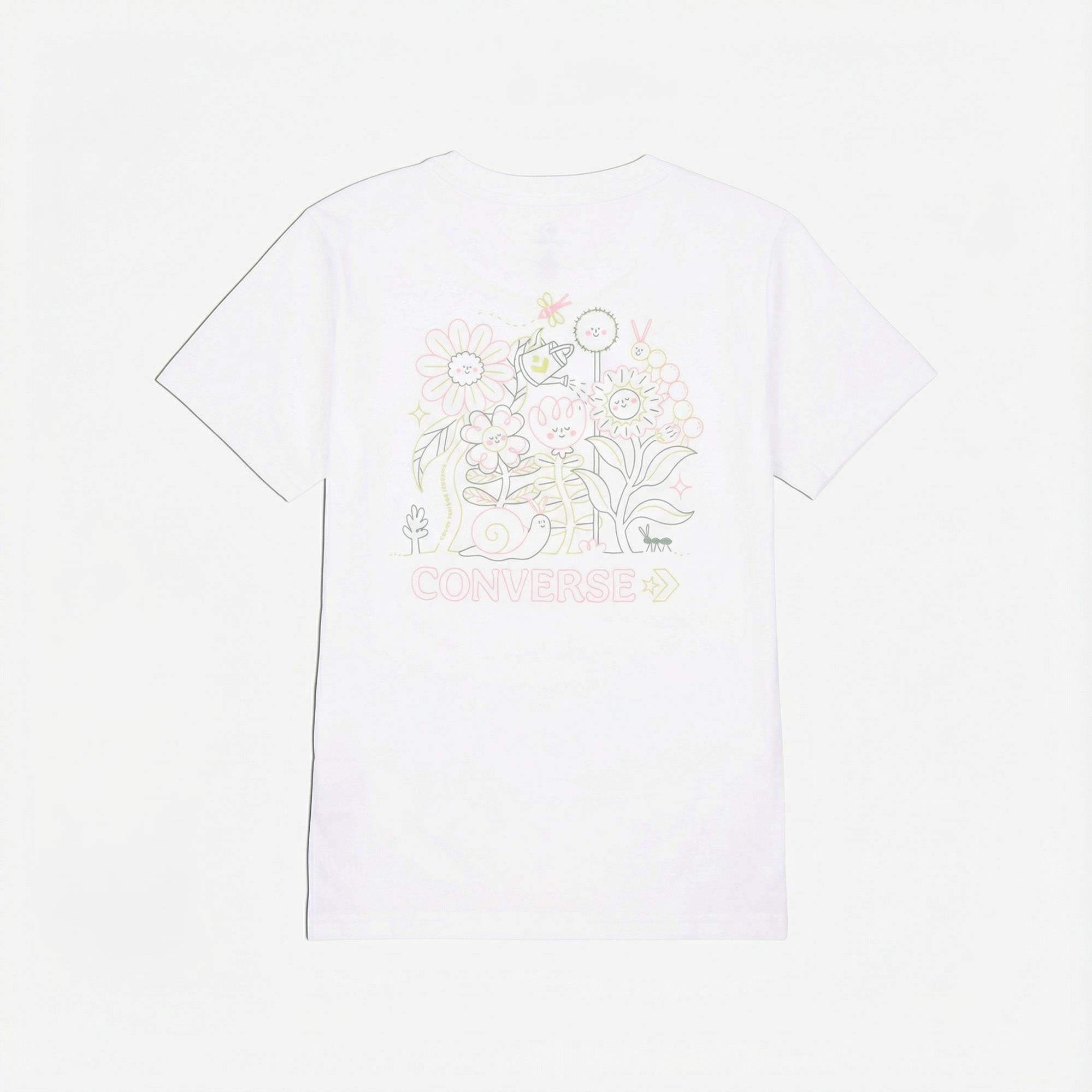 Converse Çiçek Baskılı Kadın Beyaz T-Shirt