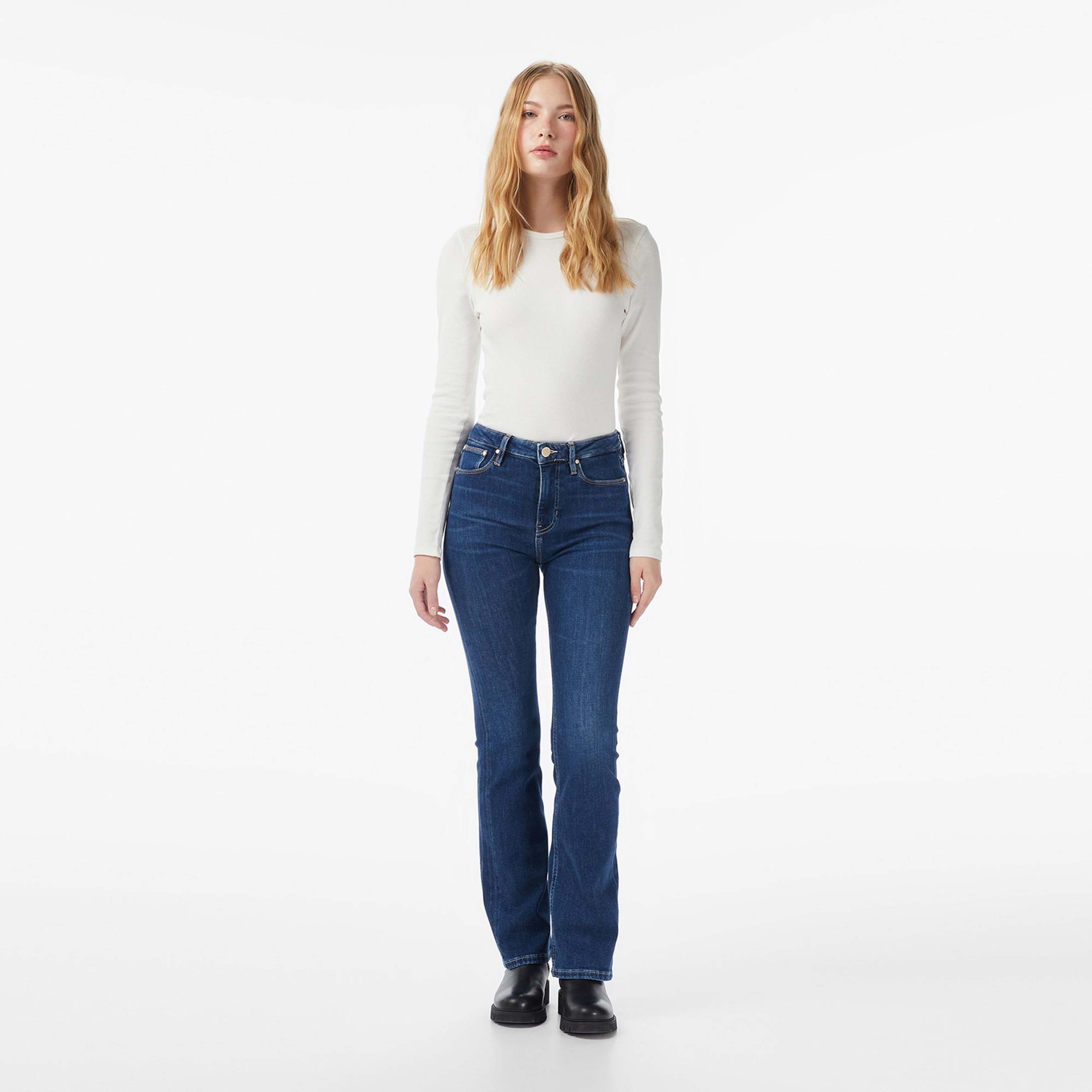 Guess Coated Kaşmir Karışımlı Skinny Fit Kadın Mavi Jean