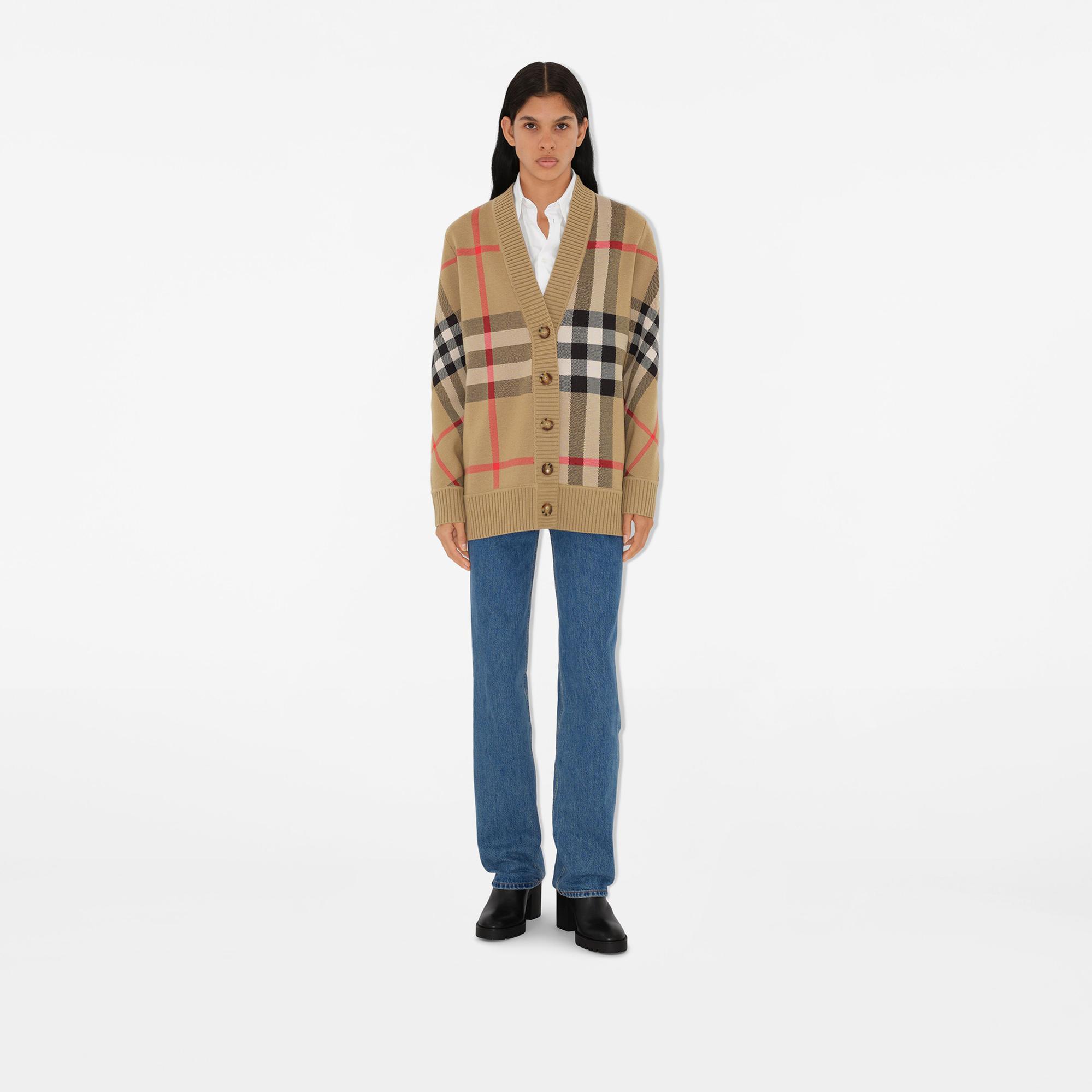 Burberry Check Yün Karışımlı Kadın Bej Hırka