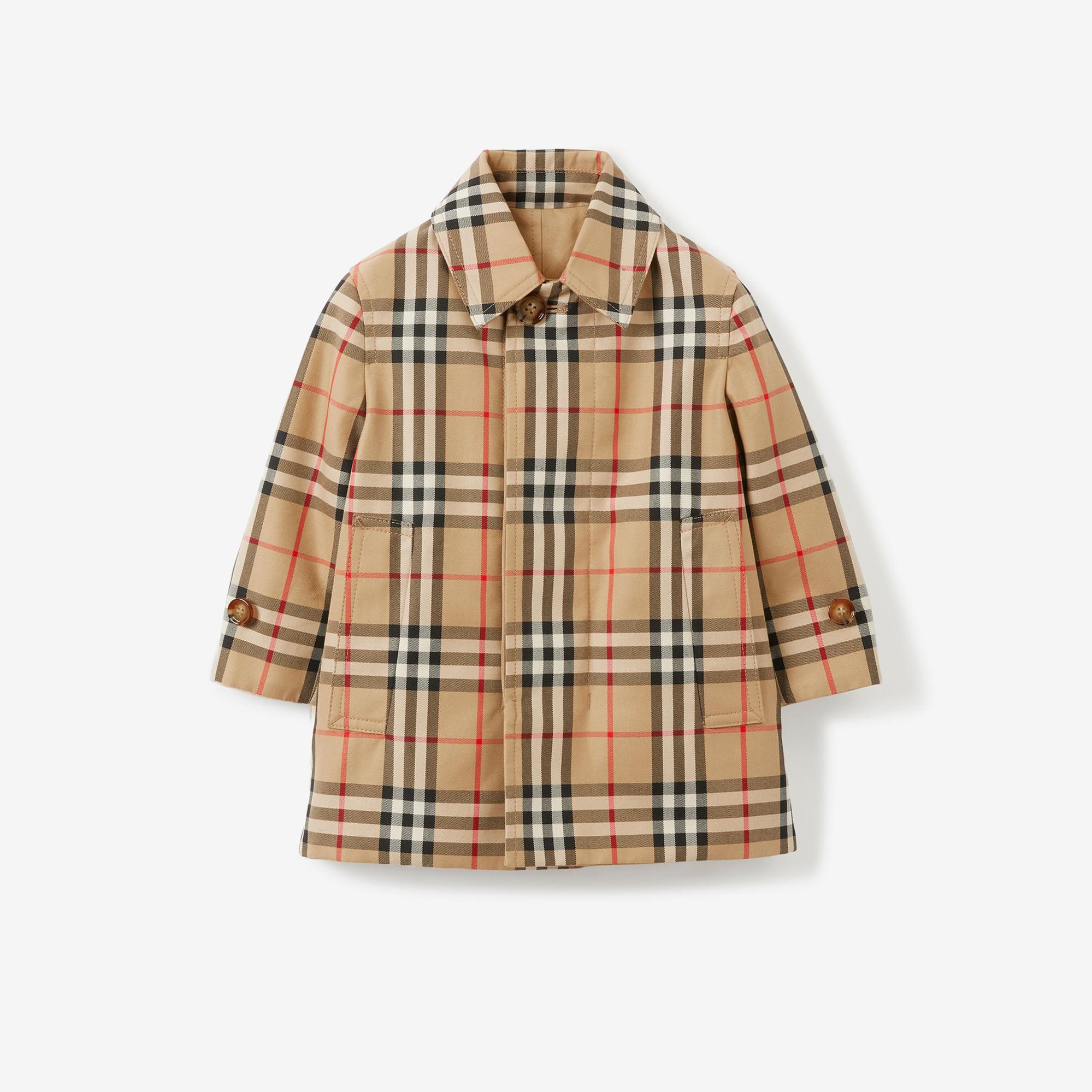 Burberry Reversible Check Gabardine Car Çocuk Bej Trençkot