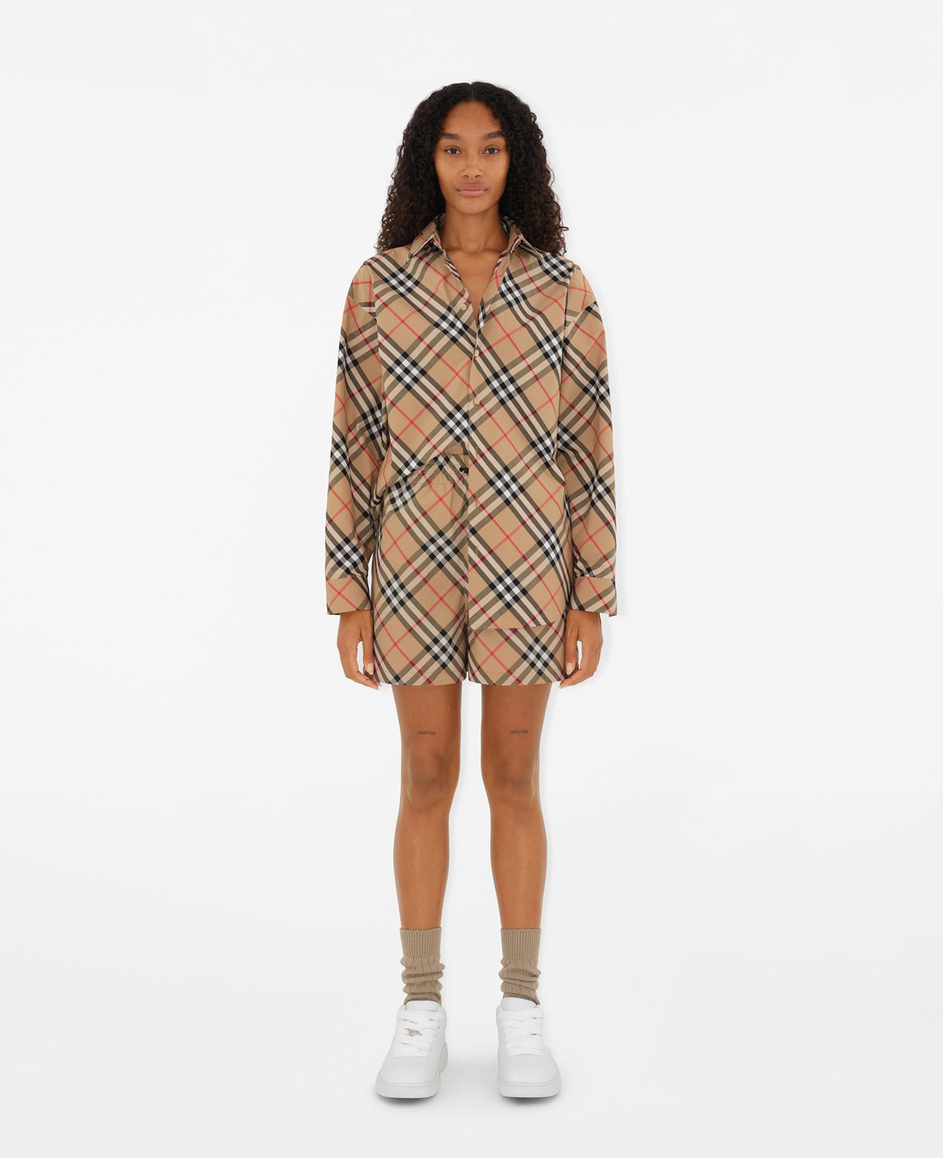 Burberry Check Pamuklu Kadın Bej Gömlek