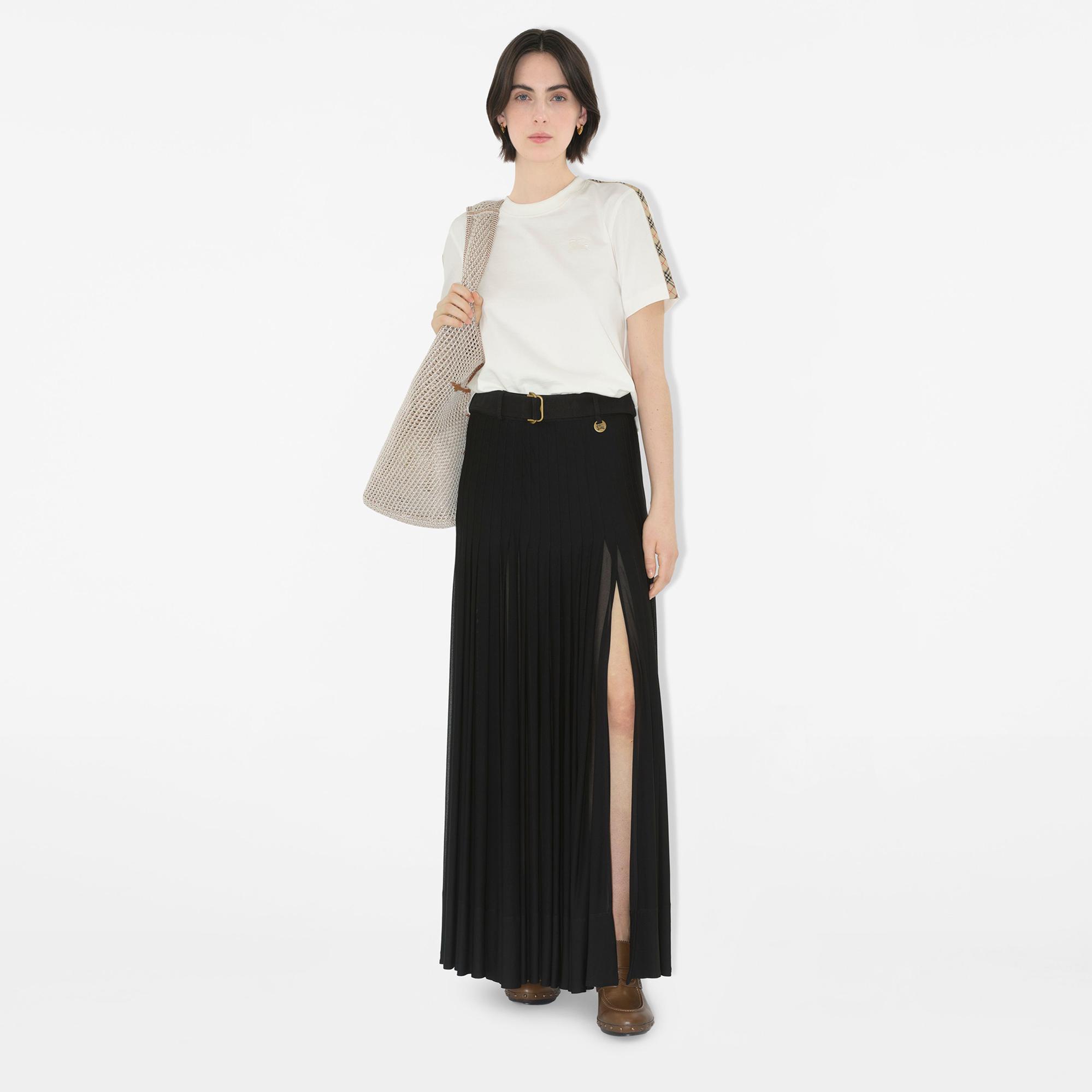 Burberry Tal Trim Cotton Kadın Beyaz T-Shirt