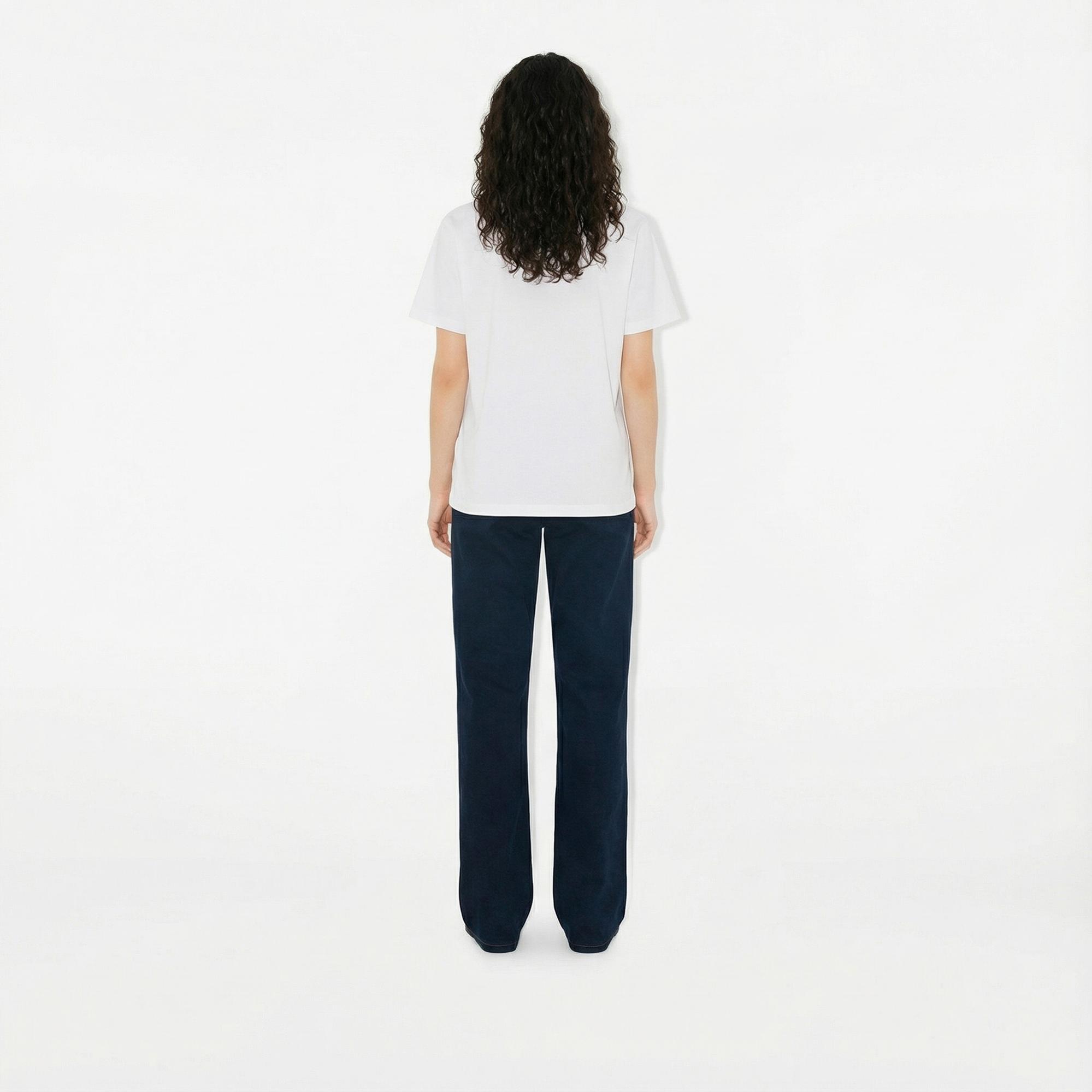 Burberry Check Pocket Pamuklu Kadın Beyaz T-Shirt