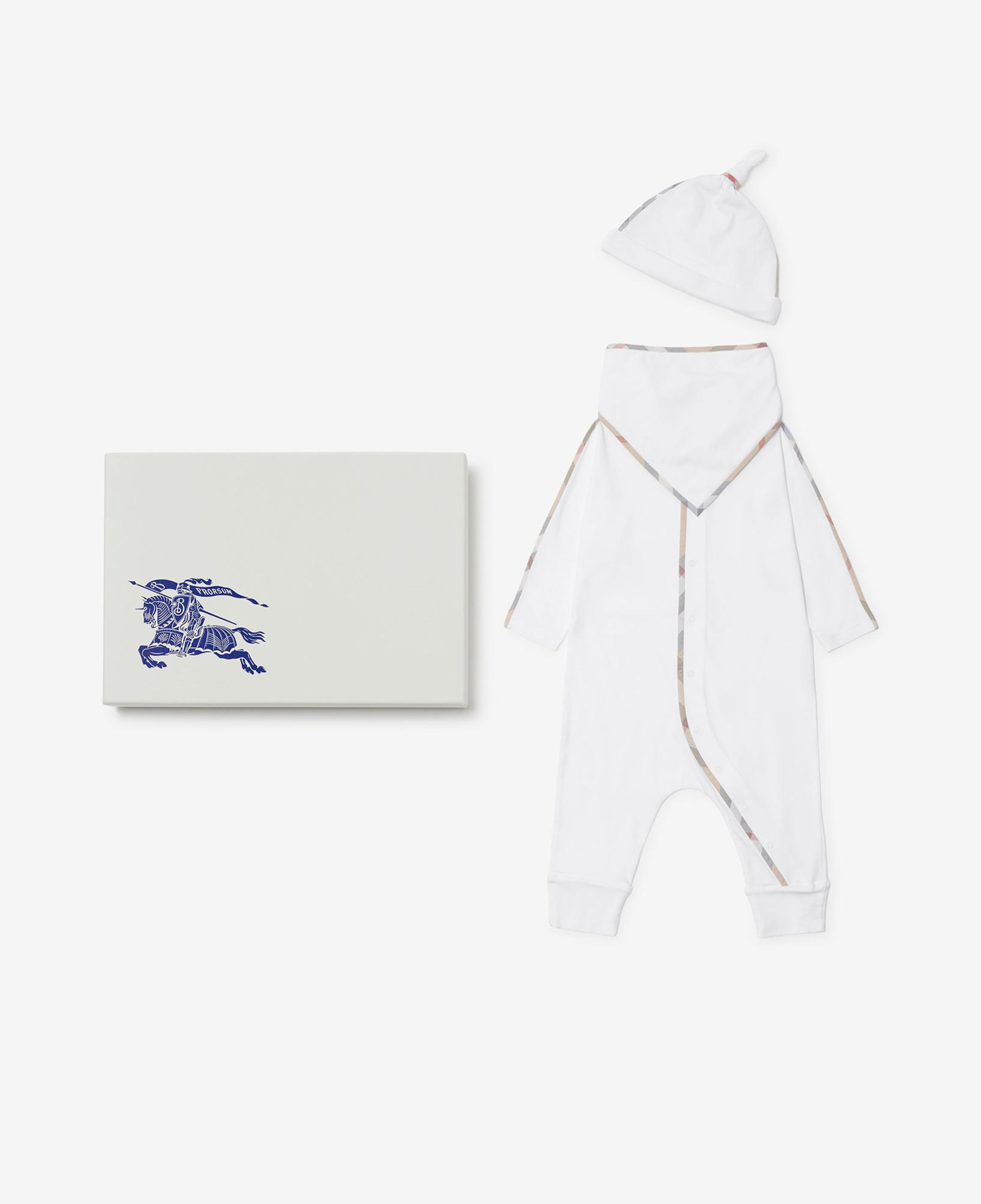 Burberry Hamilton Set Stretch Cotton Three-Piece Çocuk Beyaz Bebek Takımı
