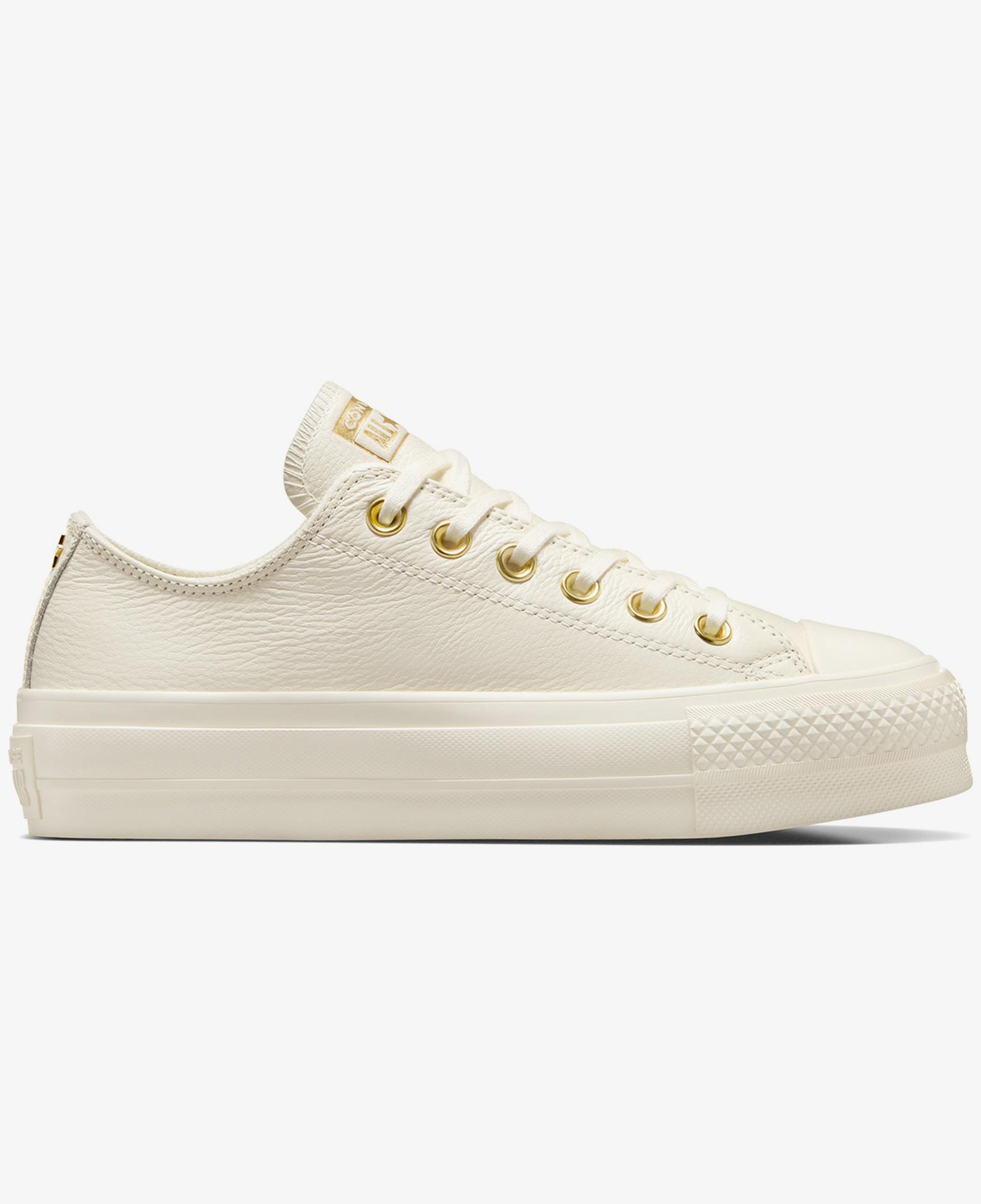 Converse Chuck Taylor All Star Lift Unisex Krem Deri Platform Sneaker