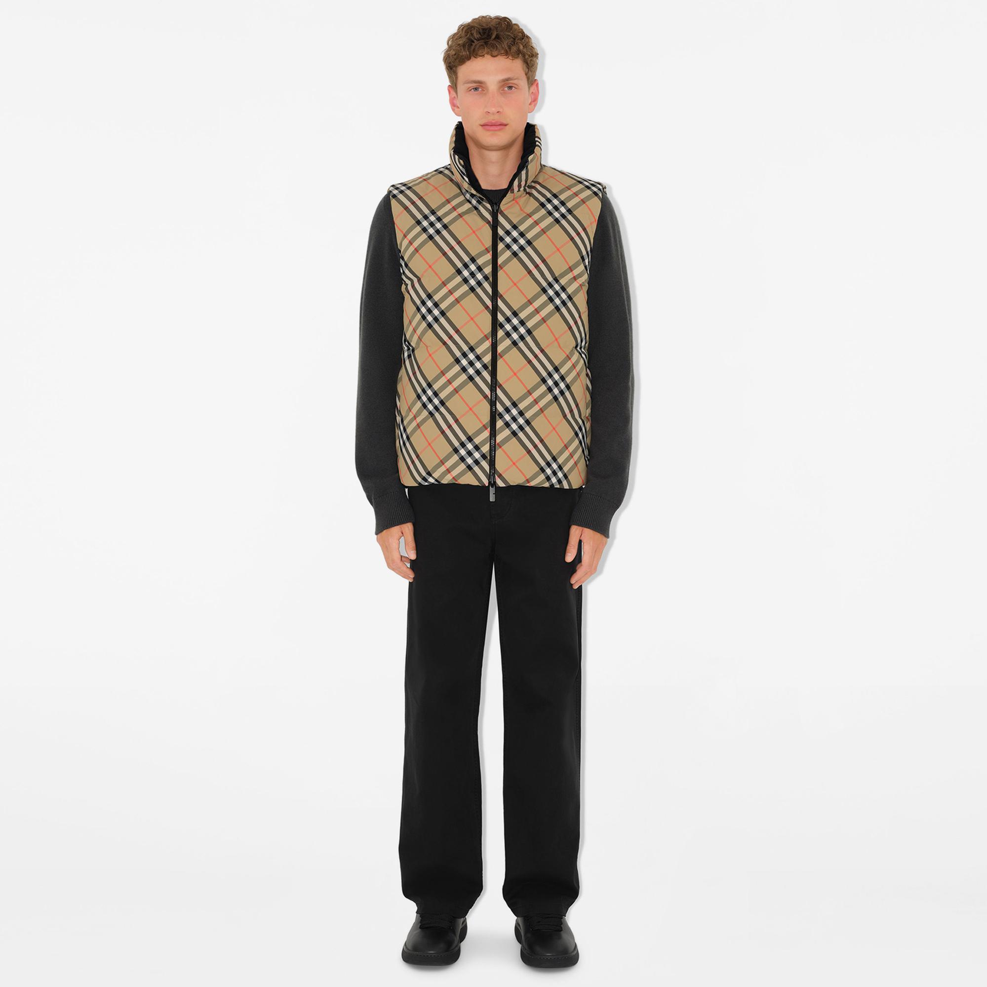 Burberry Reversible Check Nylon Padded Erkek Bej Ceket