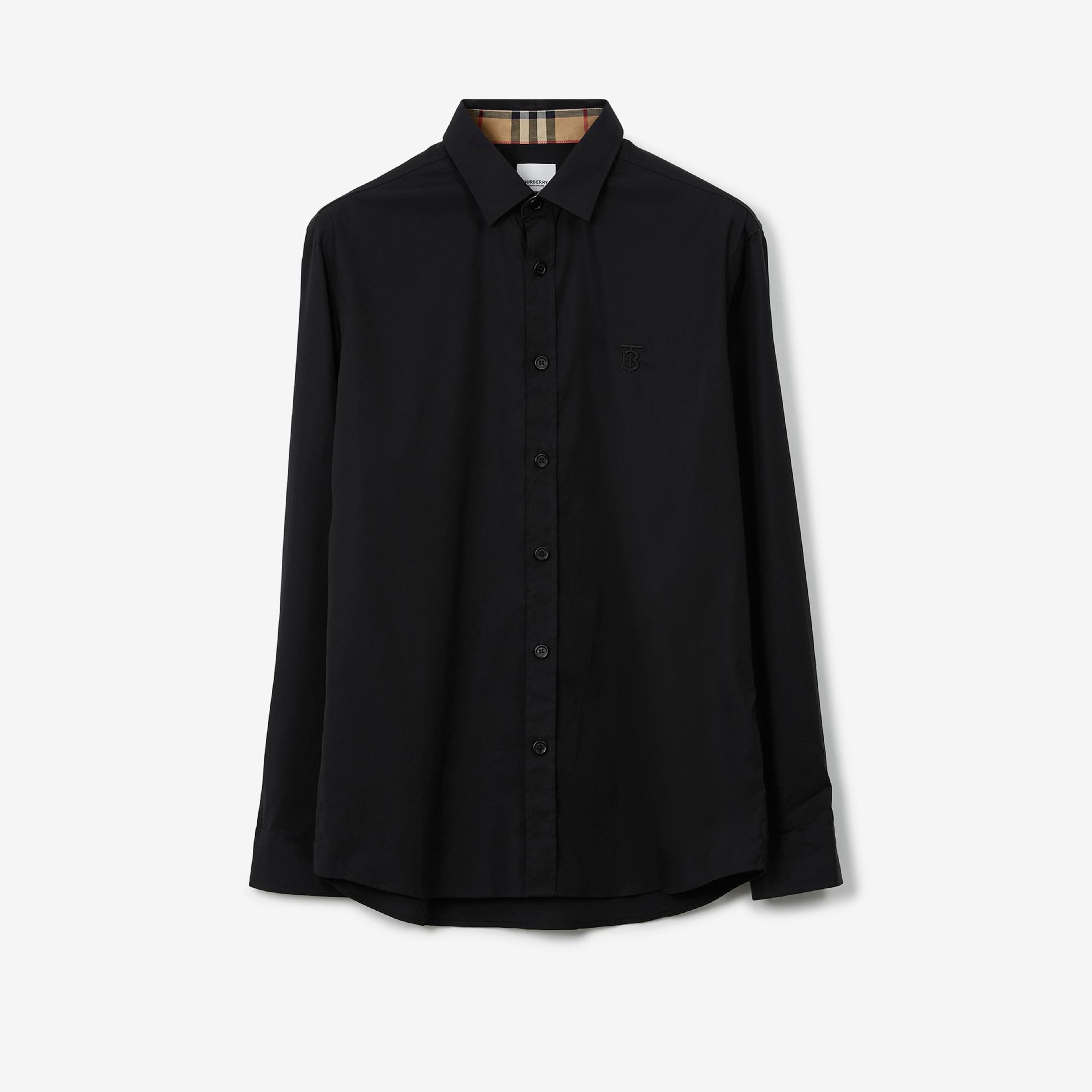 Burberry Stretch Pamuklu Erkek Siyah Gömlek