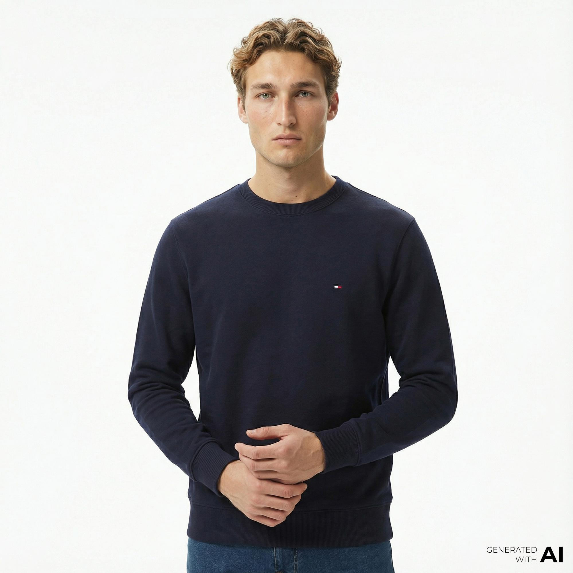 Tommy Hilfiger Core Essentials Erkek Lacivert Sweatshirt