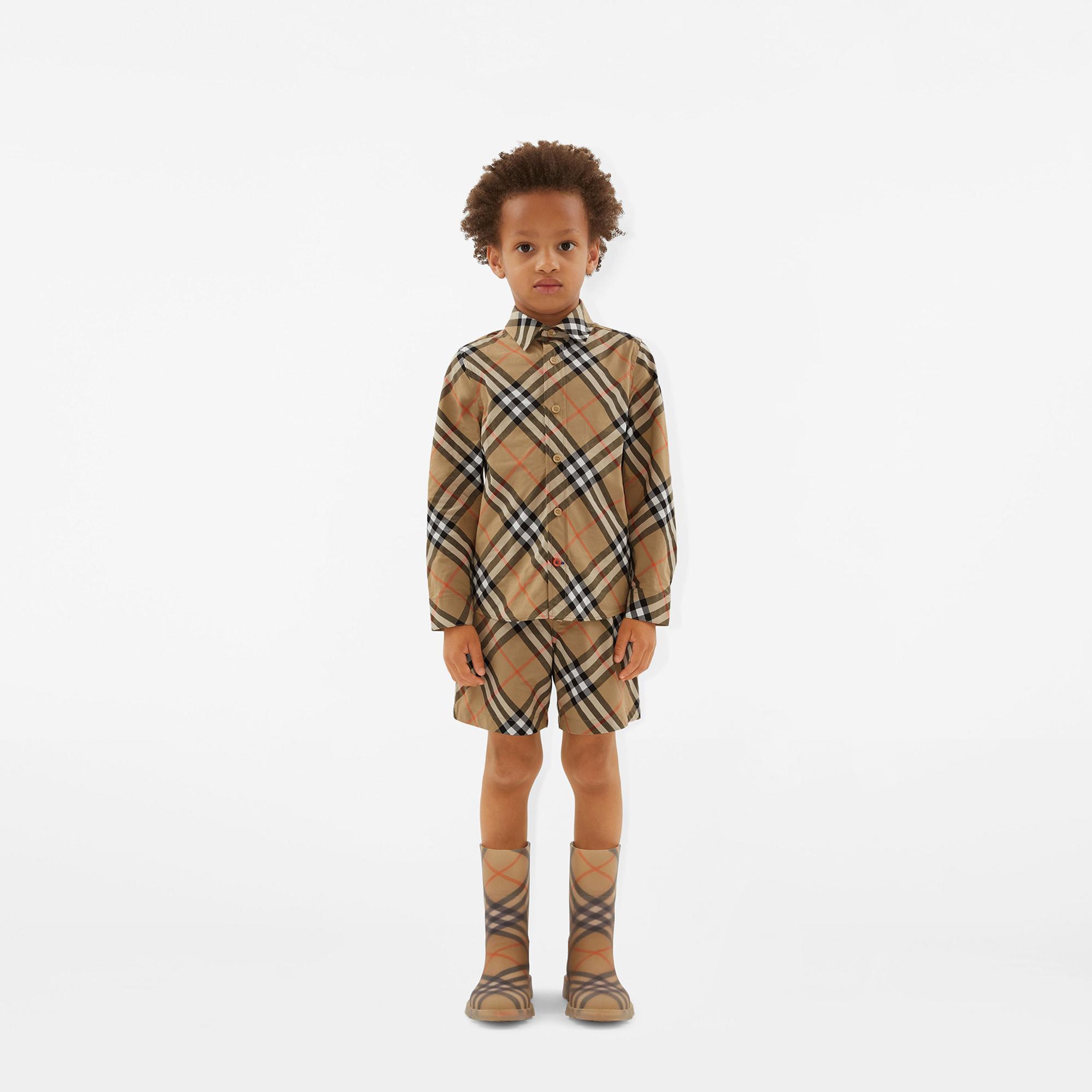 Burberry Check Rubber Marsh High Çocuk Bej Bot