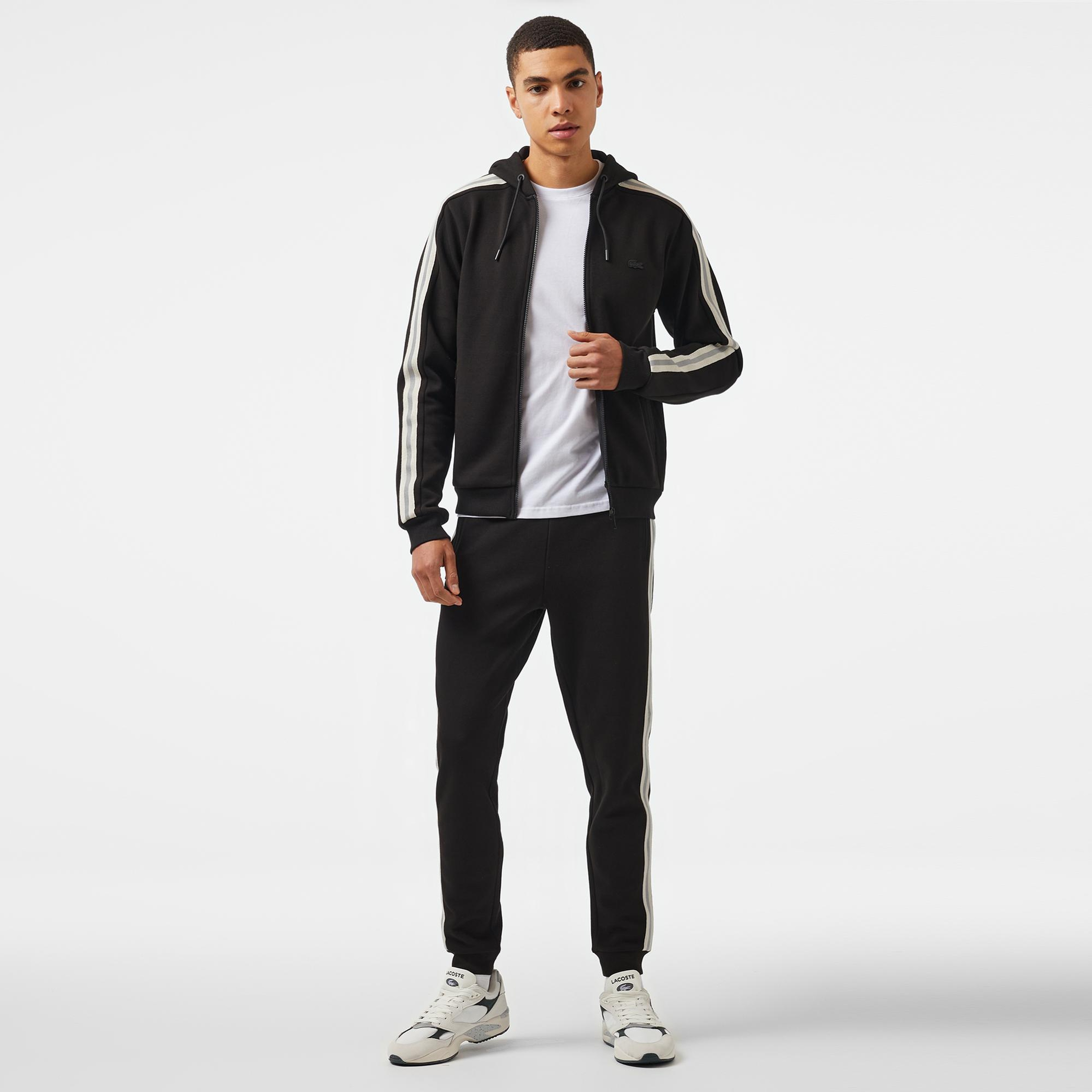 Lacoste Erkek Slim Fit Çizgili Siyah Eşofman Altı