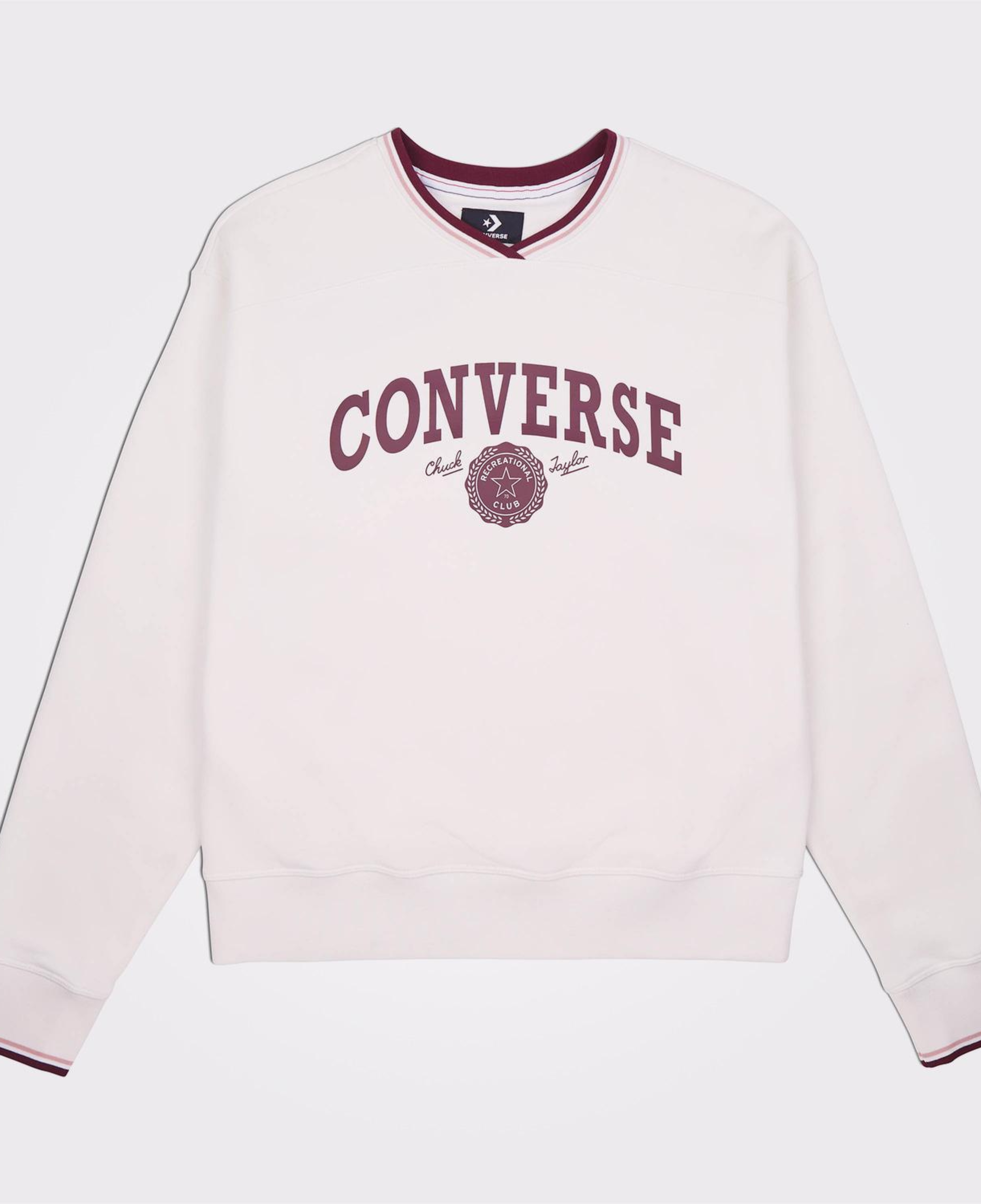 Converse Retro Oversized V-Yaka Kadın Krem Sweatshirt